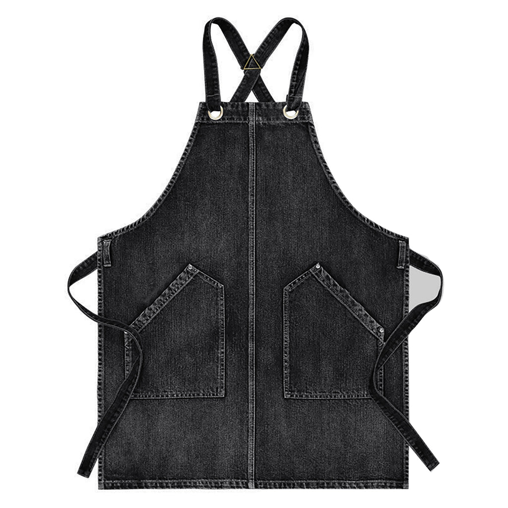 Anna-Kaci Denim Style Work Apron with Dual Front Pockets Utility Apron for Kitchen Cafe Workshop and Home Use