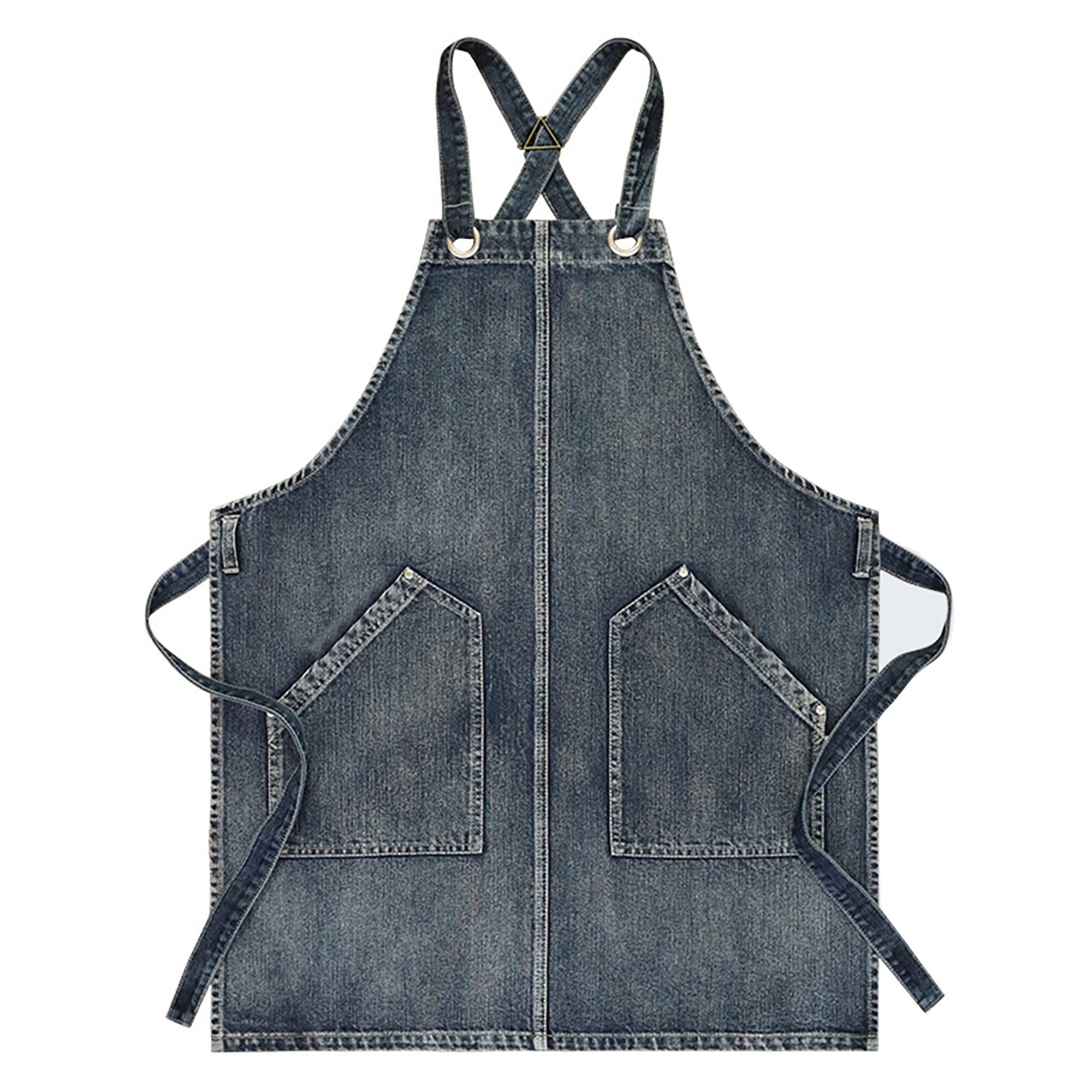 Anna-Kaci Denim Style Work Apron with Dual Front Pockets Utility Apron for Kitchen Cafe Workshop and Home Use