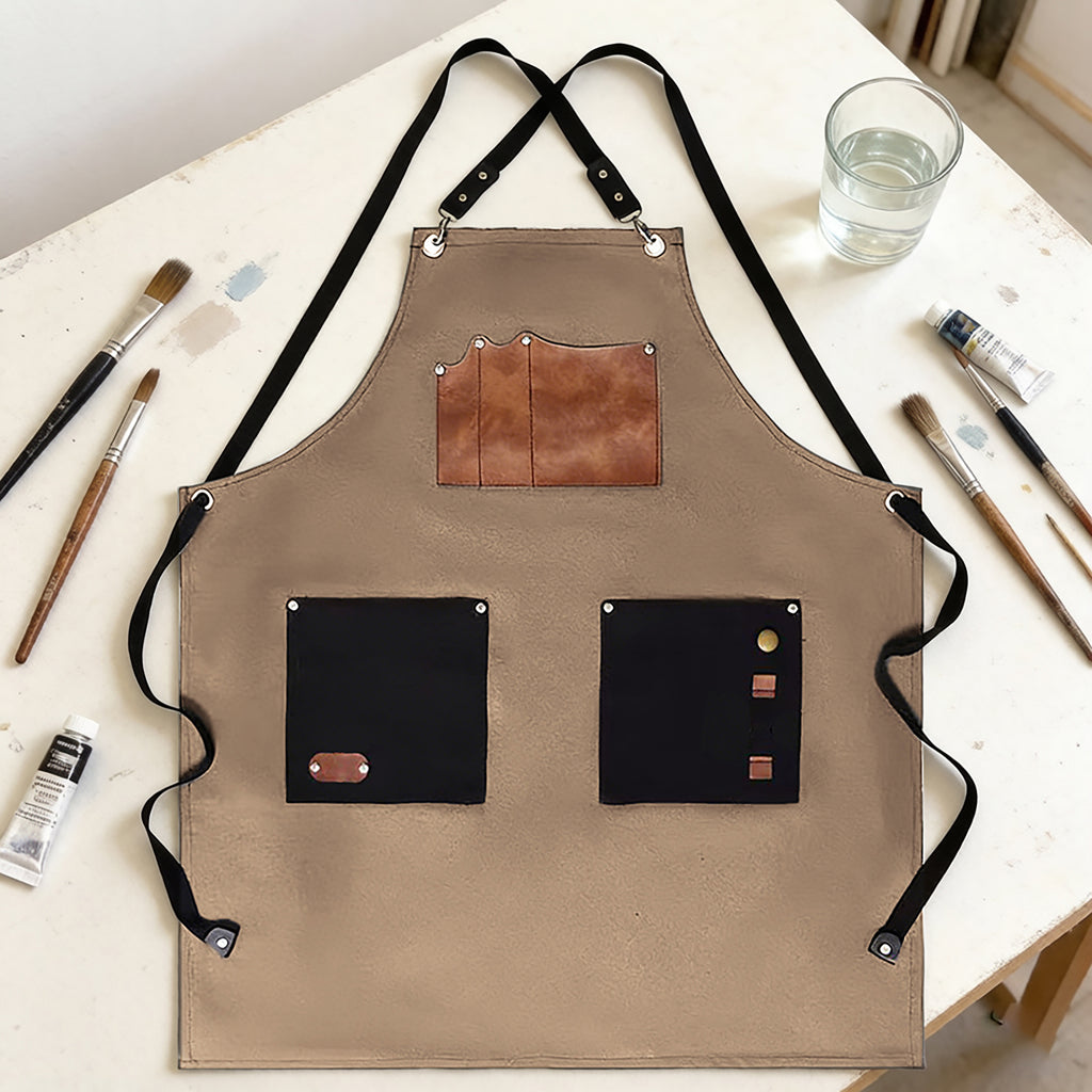 Anna-Kaci Utility Work Apron with Multi Pocket Design Full Coverage Apron for Kitchen Studio Workshop and Home
