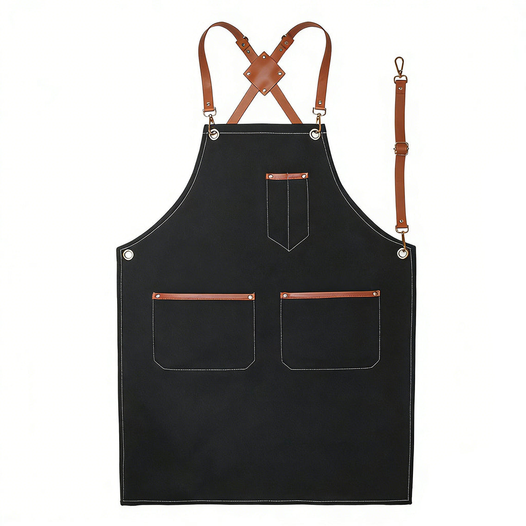 Anna-Kaci Denim Work Apron with Multi Pocket Utility Apron Full Coverage for Kitchen Studio Workshop and Home