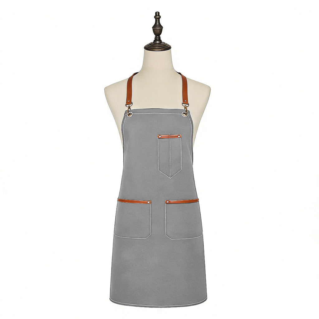 Anna-Kaci Denim Work Apron with Multi Pocket Utility Apron Full Coverage for Kitchen Studio Workshop and Home