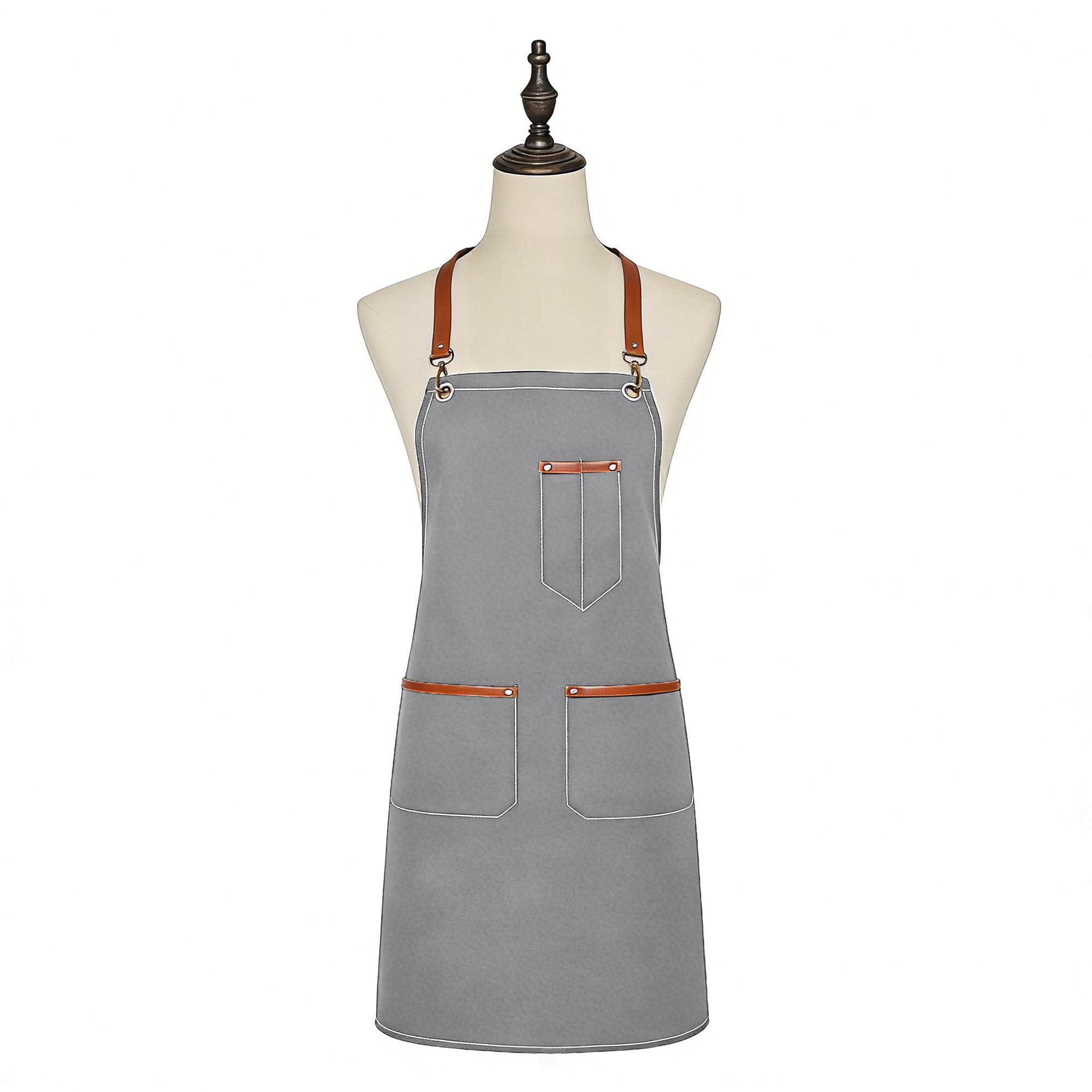 Anna-Kaci Denim Work Apron with Multi Pocket Utility Apron Full Coverage for Kitchen Studio Workshop and Home