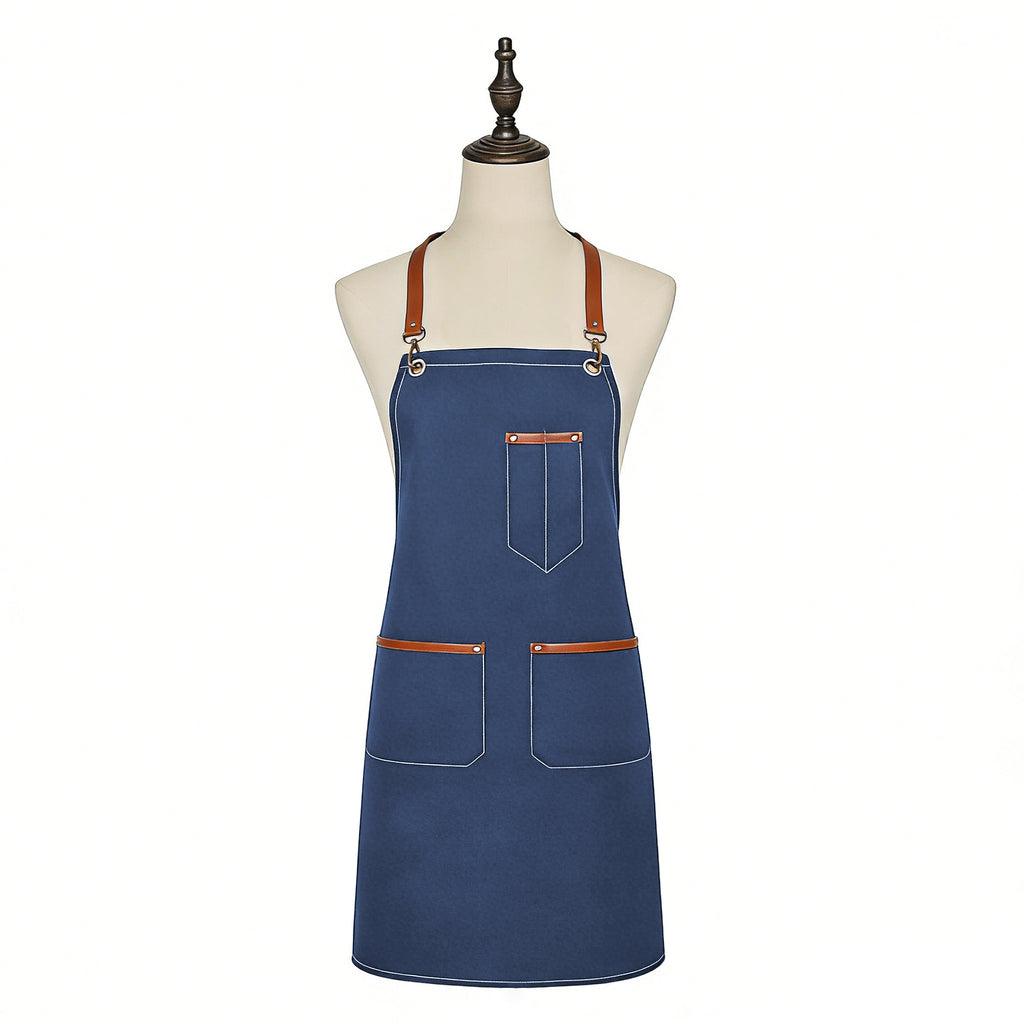Anna-Kaci Denim Work Apron with Multi Pocket Utility Apron Full Coverage for Kitchen Studio Workshop and Home
