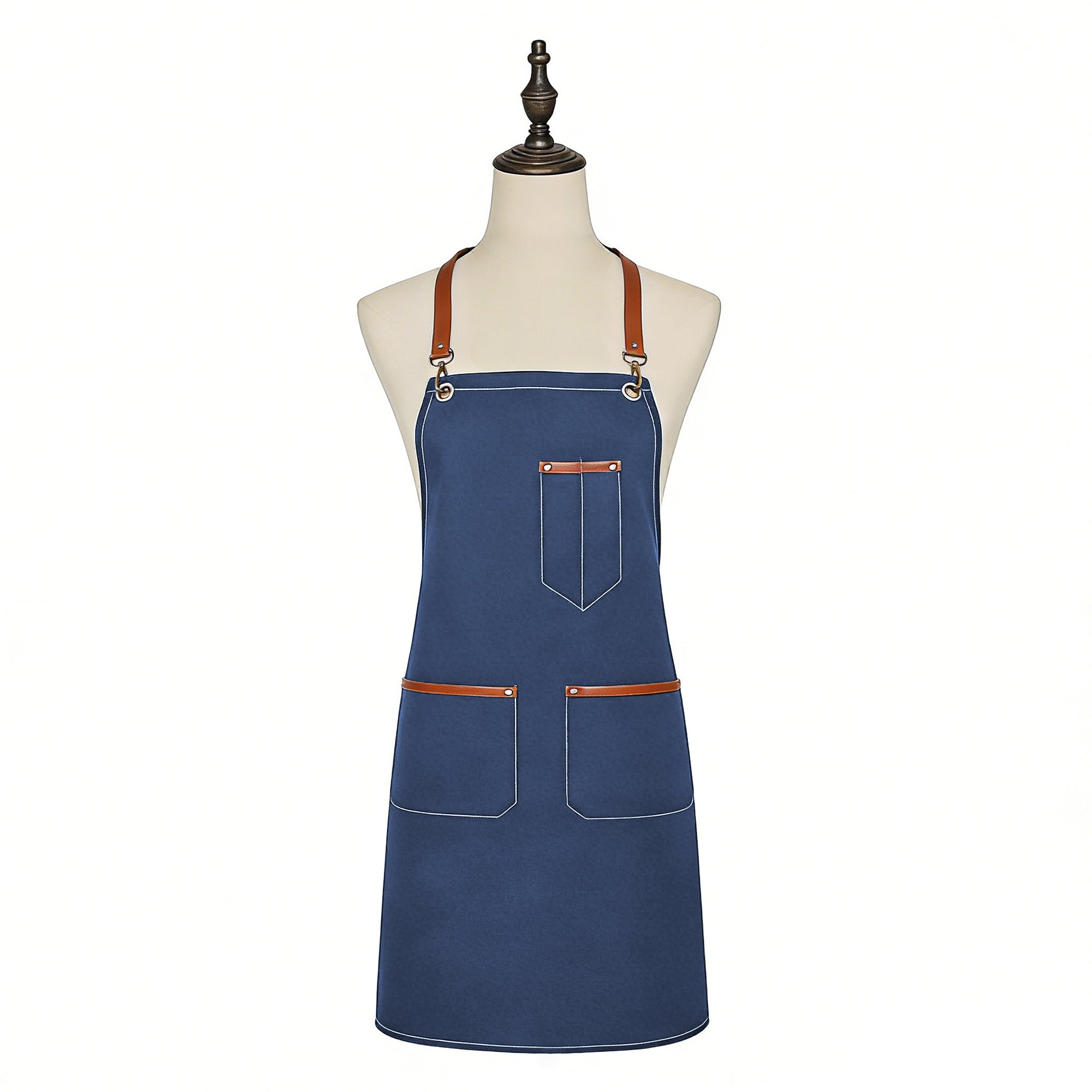 Anna-Kaci Denim Work Apron with Multi Pocket Utility Apron Full Coverage for Kitchen Studio Workshop and Home