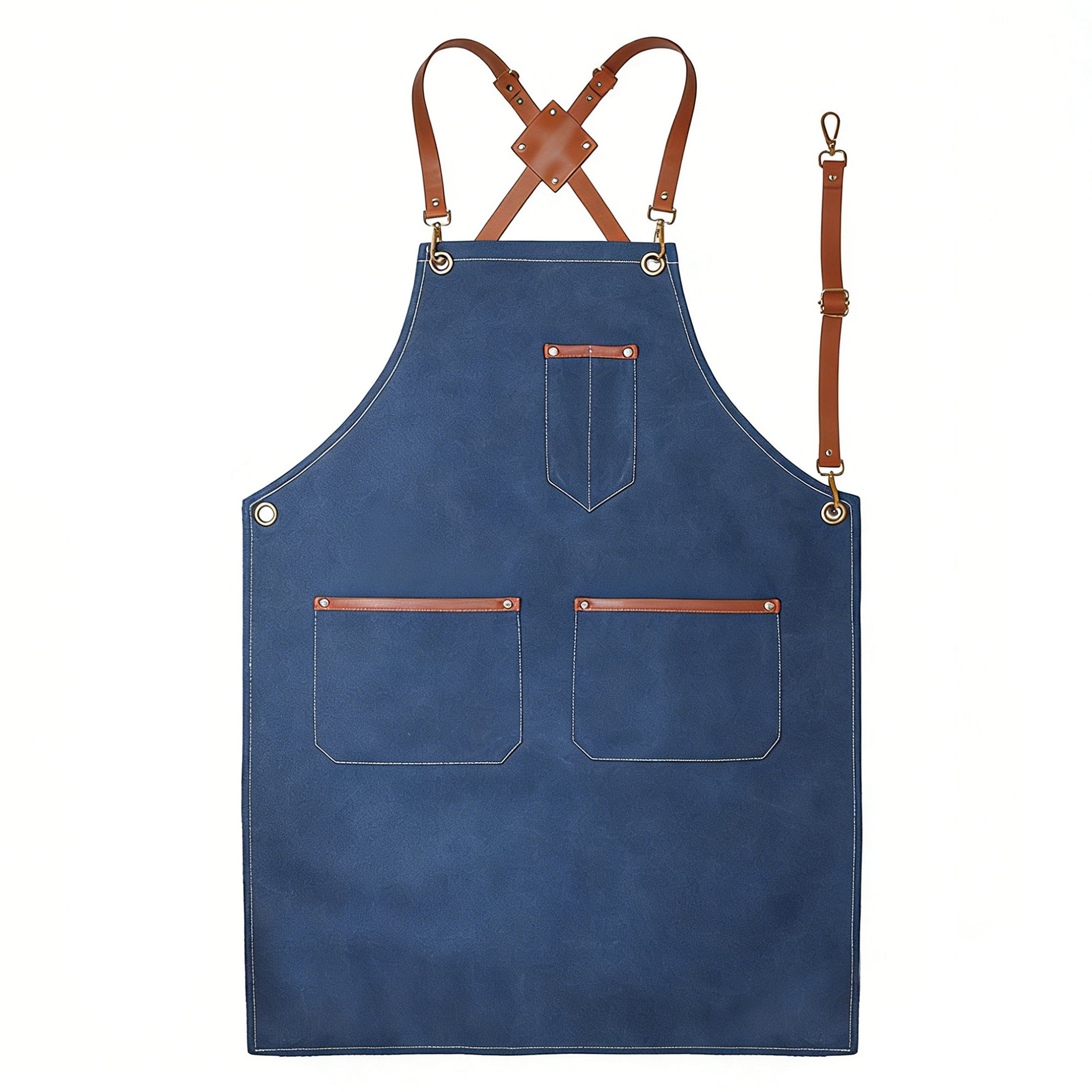 Anna-Kaci Denim Work Apron with Multi Pocket Utility Apron Full Coverage for Kitchen Studio Workshop and Home