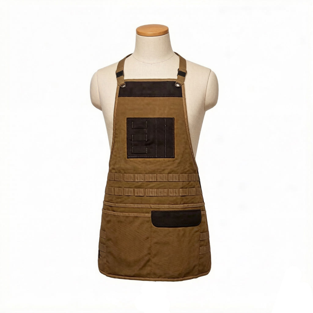 Anna-Kaci Men's Heavy Duty Canvas Tool Apron with Adjustable Shoulder Straps Multi Pocket Work Apron