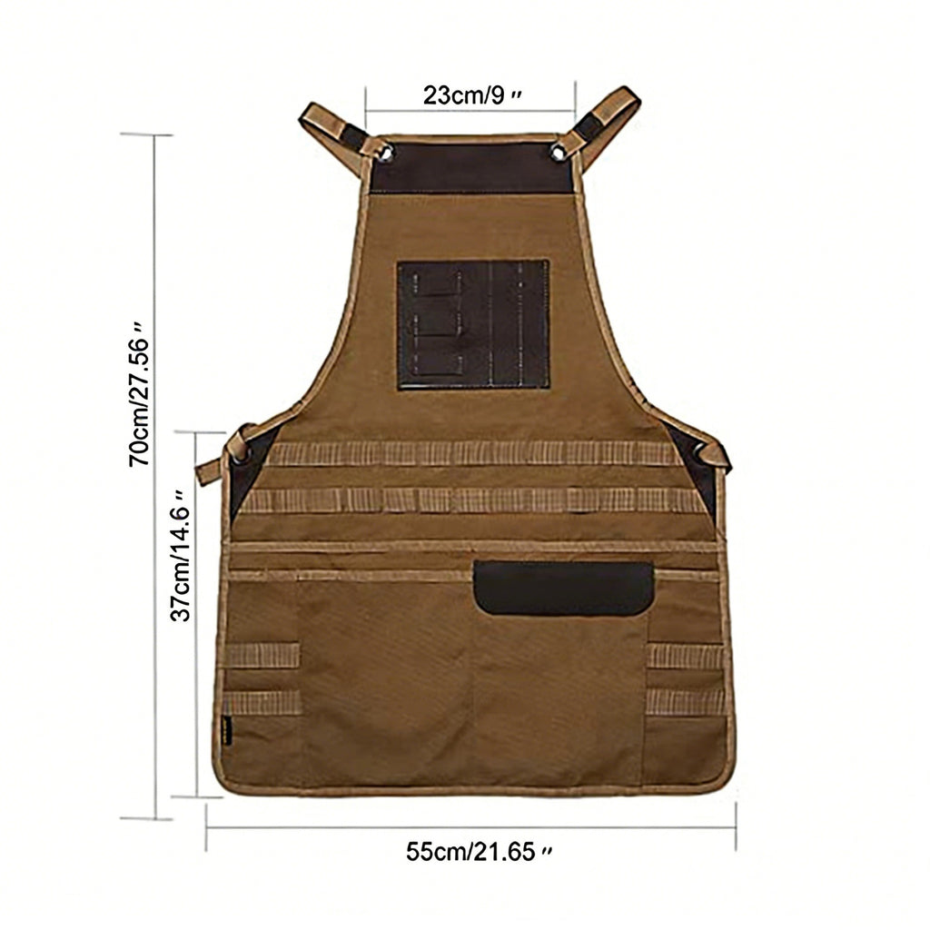 Anna-Kaci Men's Heavy Duty Canvas Tool Apron with Adjustable Shoulder Straps Multi Pocket Work Apron