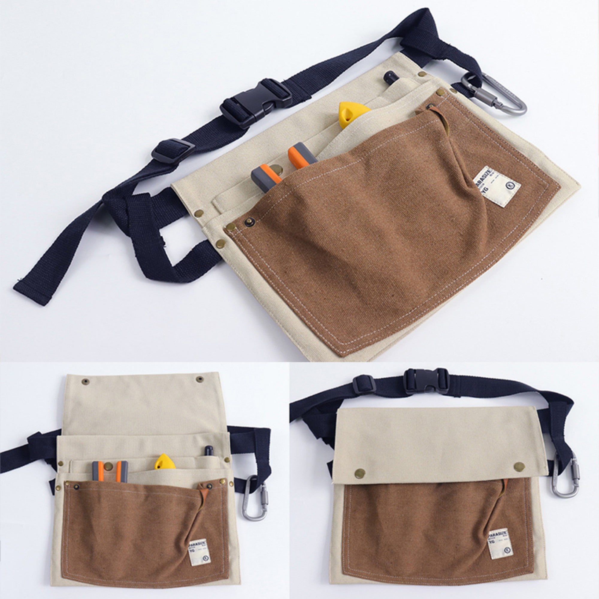Anna-Kaci Multi Pocket Tool Waist Apron with Adjustable Strap Durable Canvas Utility Work Apron for Gardening
