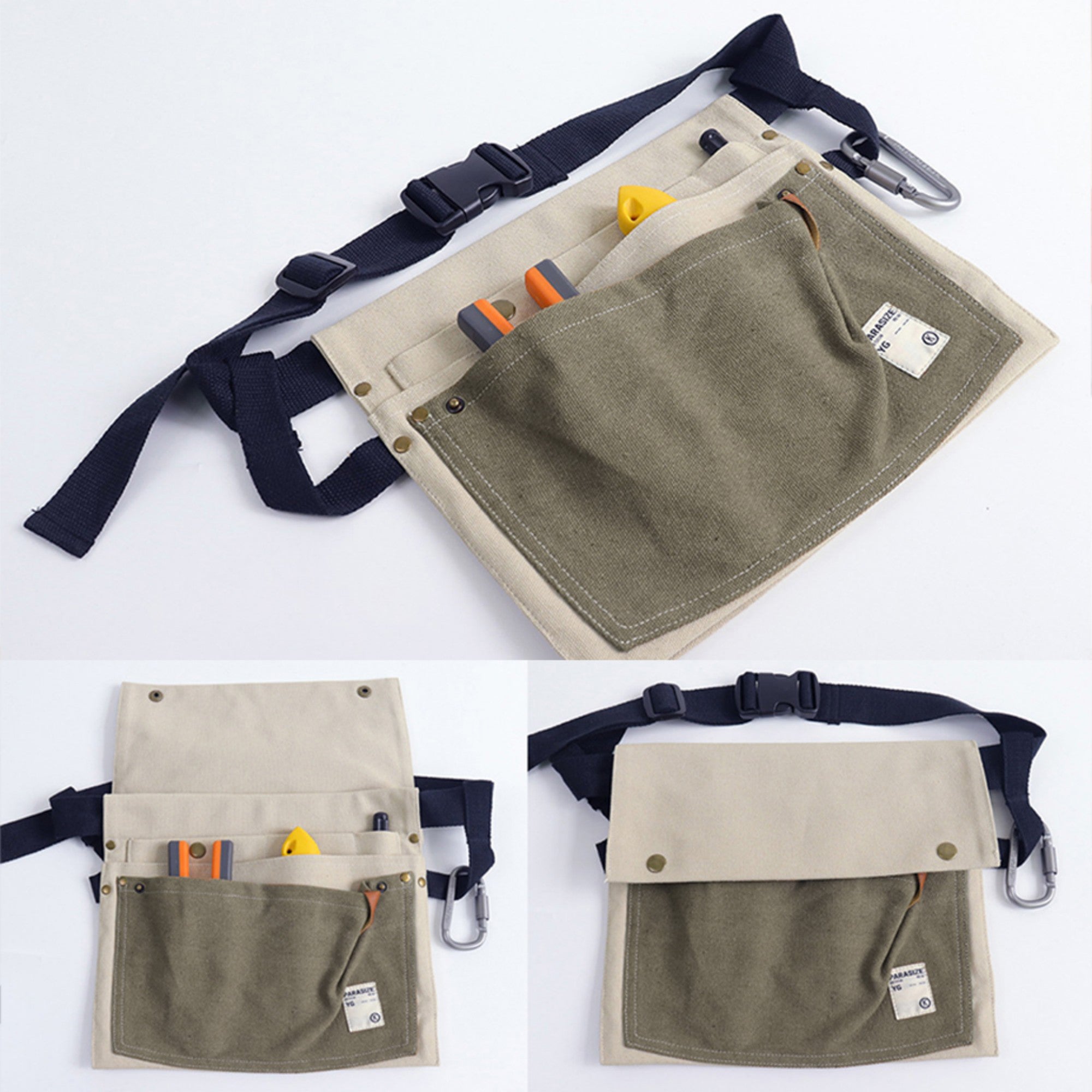 Anna-Kaci Multi Pocket Tool Waist Apron with Adjustable Strap Durable Canvas Utility Work Apron for Gardening