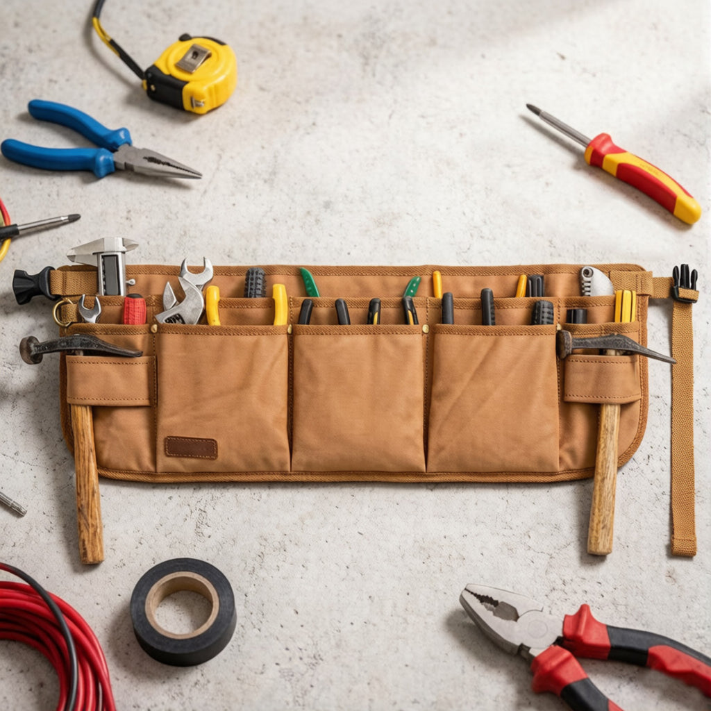 Anna-Kaci Men's Multi Pocket Tool Apron with Adjustable Waist Strap Durable Canvas Utility Work Apron