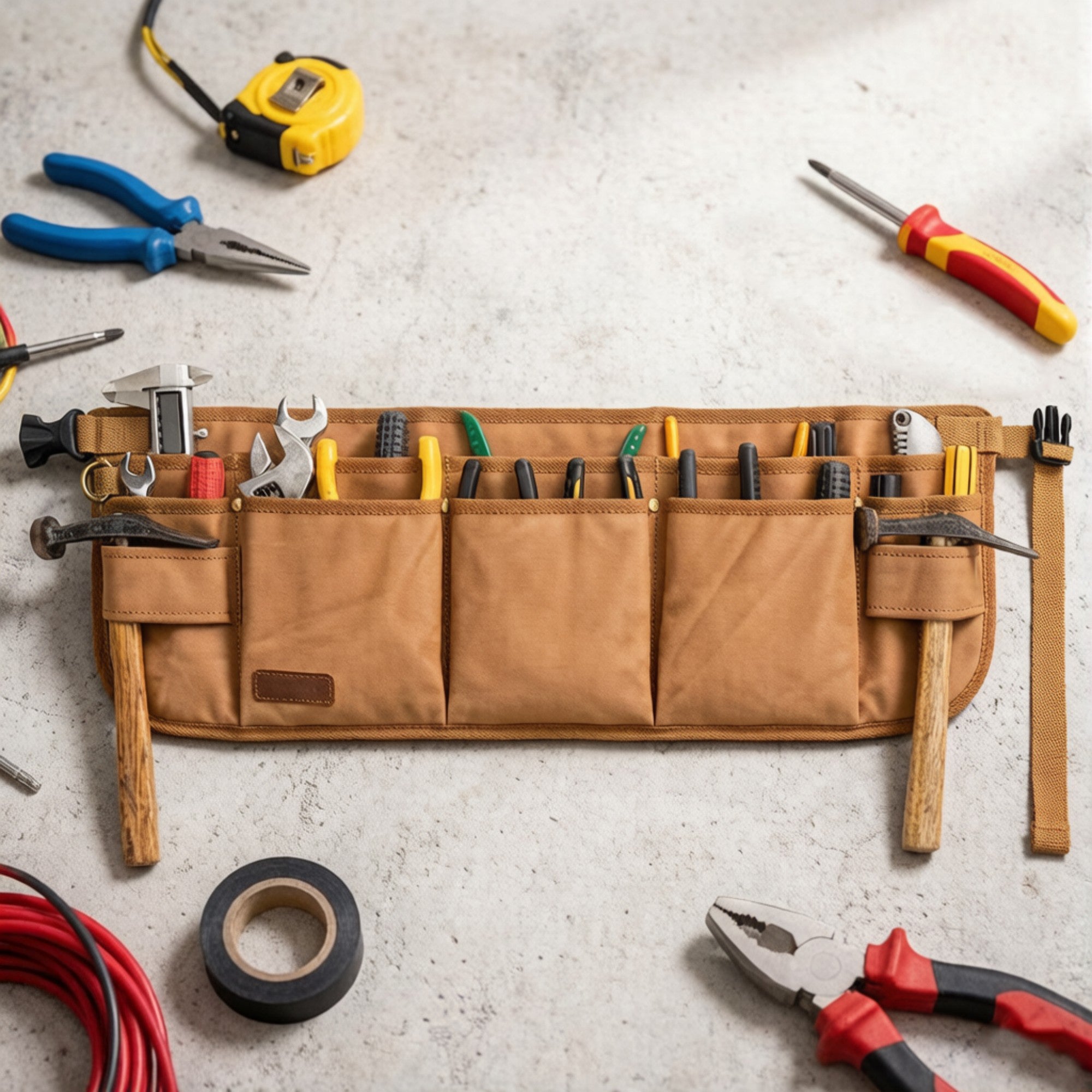Anna-Kaci Men's Multi Pocket Tool Apron with Adjustable Waist Strap Durable Canvas Utility Work Apron