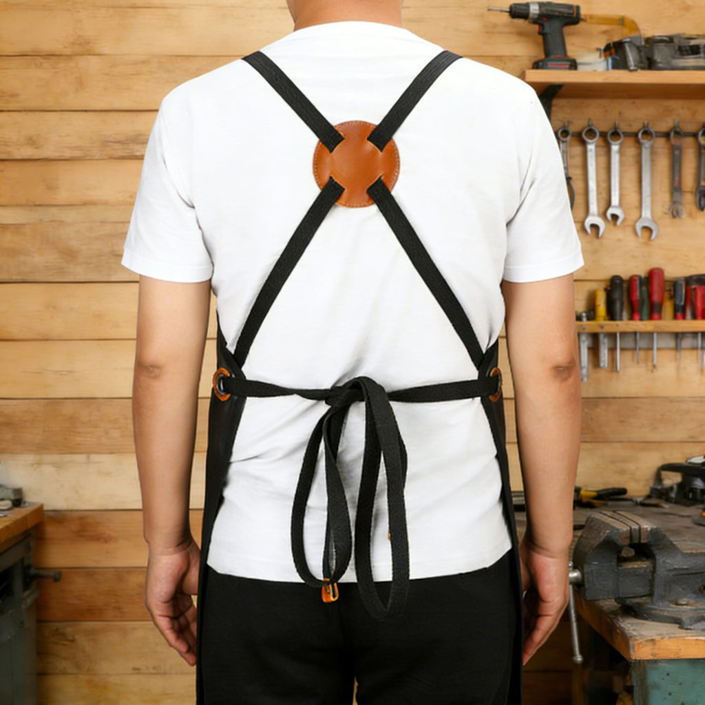 Anna-Kaci Heavy Duty Cotton Tool Apron with Adjustable Shoulder Straps Multi Pocket Work Apron for Woodworking