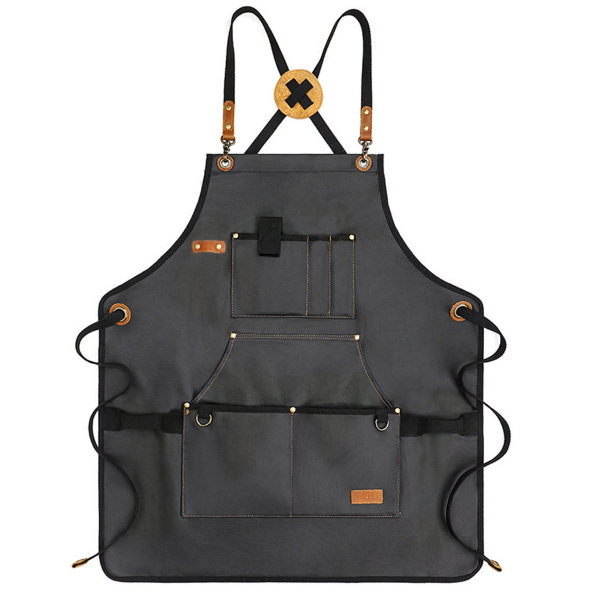 Anna-Kaci Heavy Duty Cotton Tool Apron with Adjustable Shoulder Straps Multi Pocket Work Apron for Woodworking