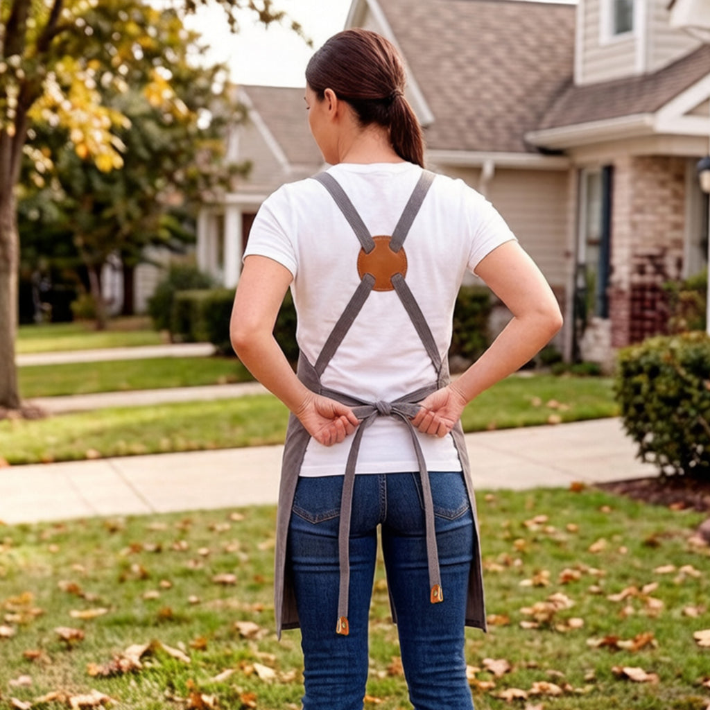 Anna-Kaci Heavy Duty Cotton Tool Apron with Adjustable Shoulder Straps Multi Pocket Work Apron for Woodworking