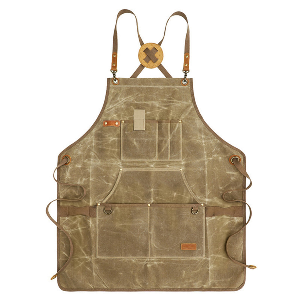 Anna-Kaci Heavy Duty Cotton Tool Apron with Adjustable Shoulder Straps Multi Pocket Work Apron for Woodworking