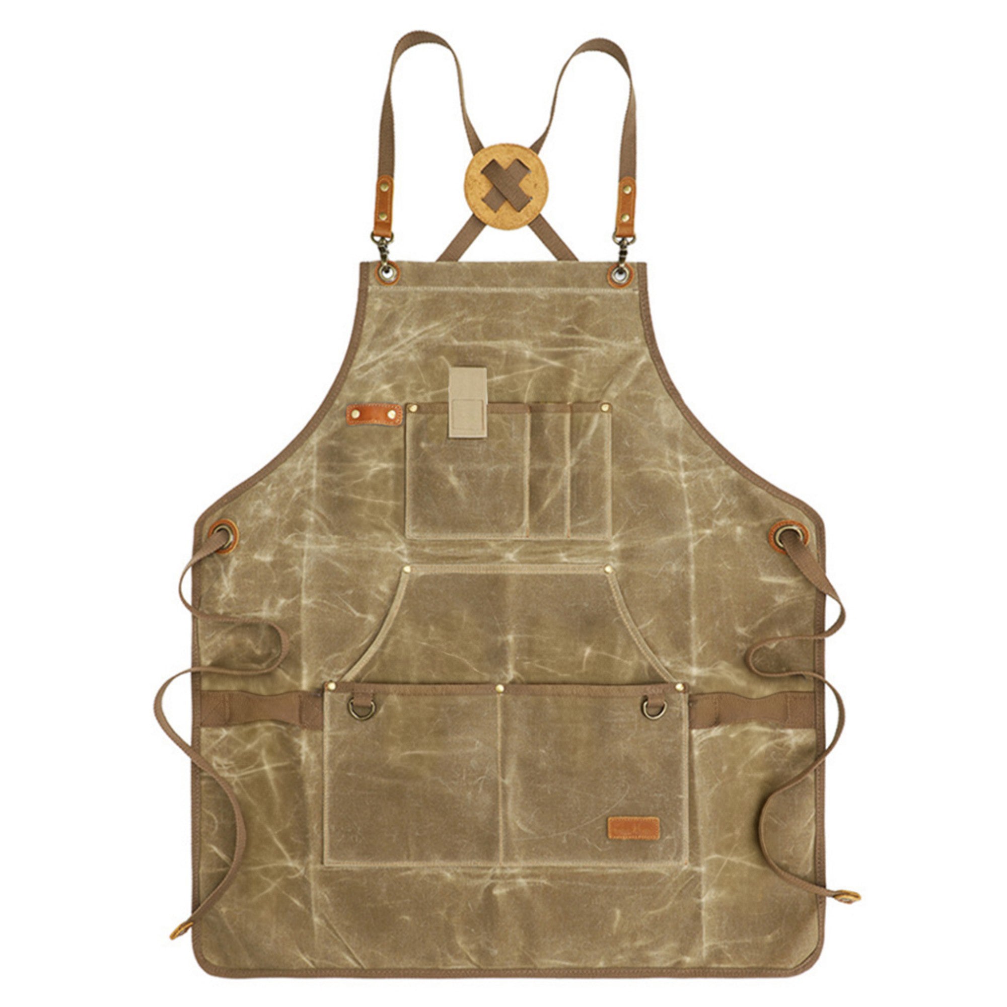 Anna-Kaci Heavy Duty Cotton Tool Apron with Adjustable Shoulder Straps Multi Pocket Work Apron for Woodworking