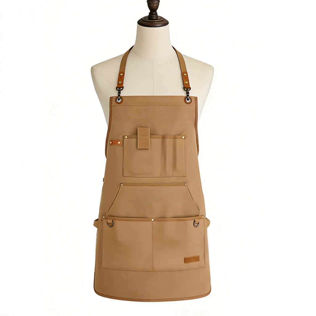 Anna-Kaci Heavy Duty Cotton Tool Apron with Adjustable Shoulder Straps Multi Pocket Work Apron for Woodworking