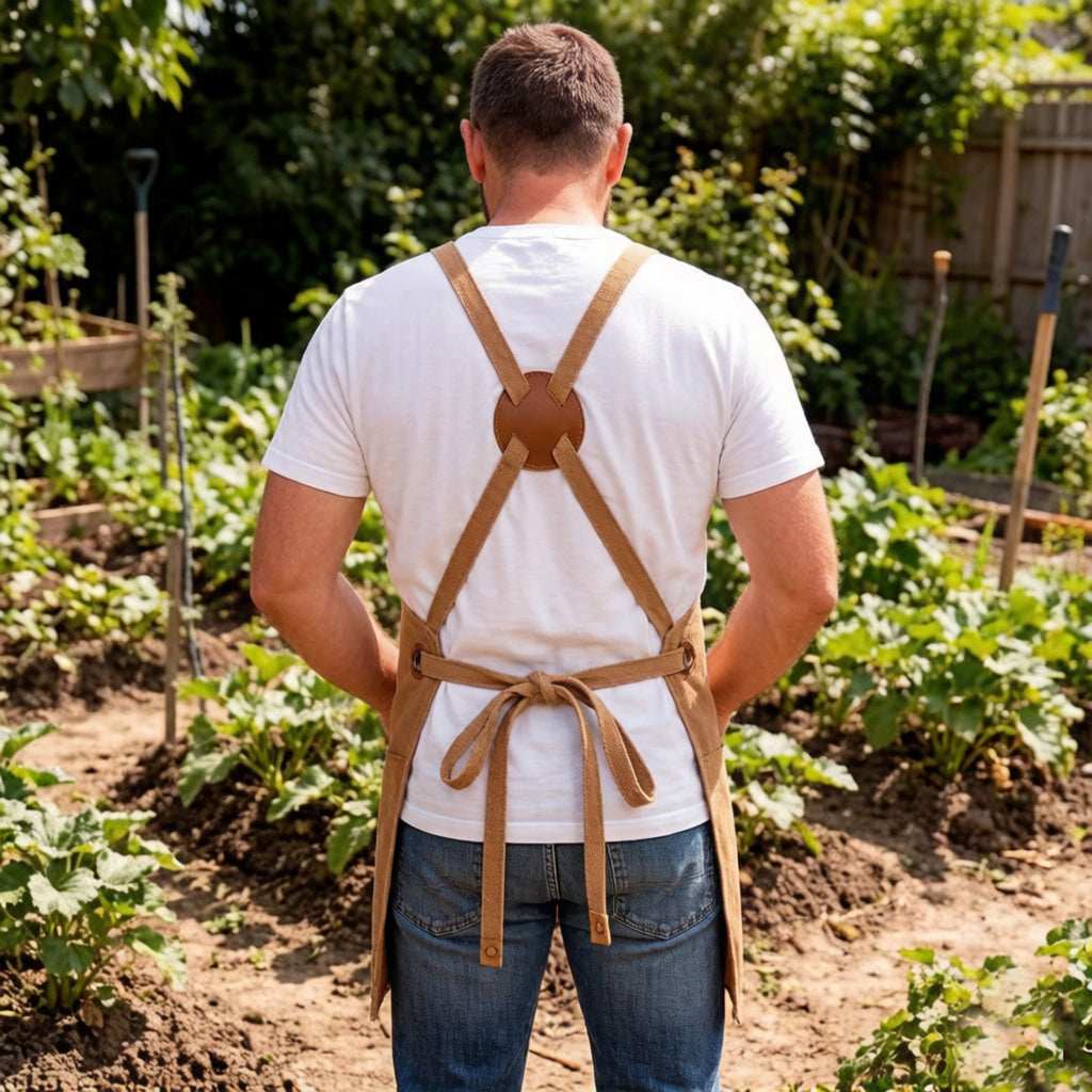 Anna-Kaci Heavy Duty Cotton Tool Apron with Adjustable Shoulder Straps Multi Pocket Work Apron for Woodworking