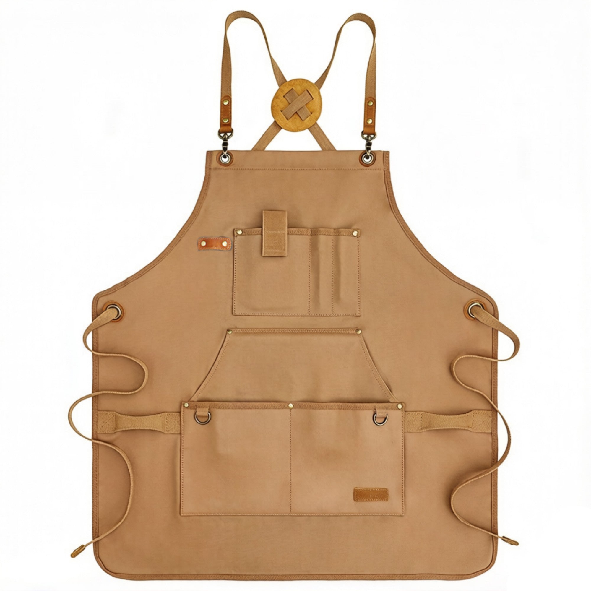 Anna-Kaci Heavy Duty Cotton Tool Apron with Adjustable Shoulder Straps Multi Pocket Work Apron for Woodworking