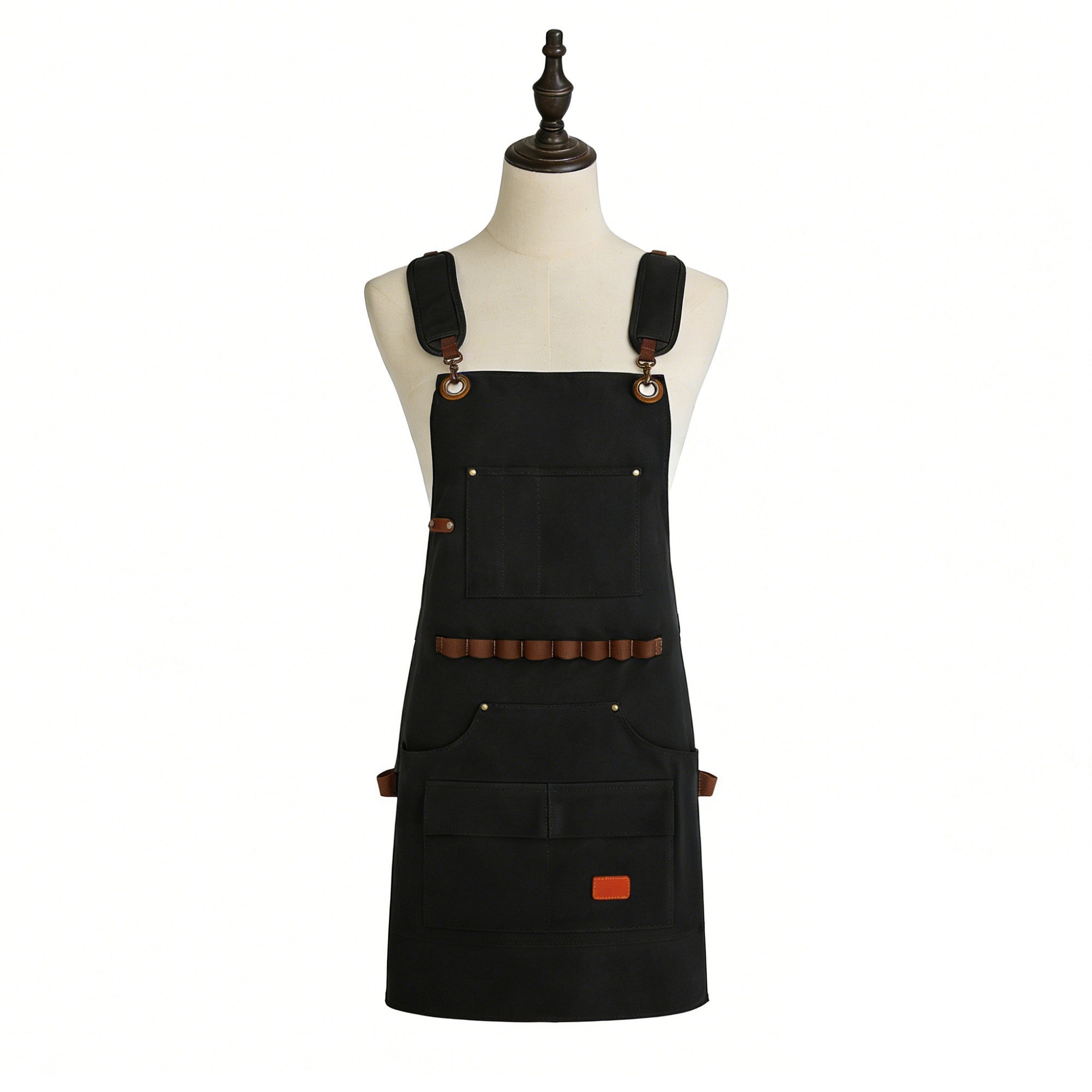 Anna-Kaci Heavy Duty Cotton Tool Apron with Adjustable Cross Back Straps Multi Pocket Work Apron for Woodwork