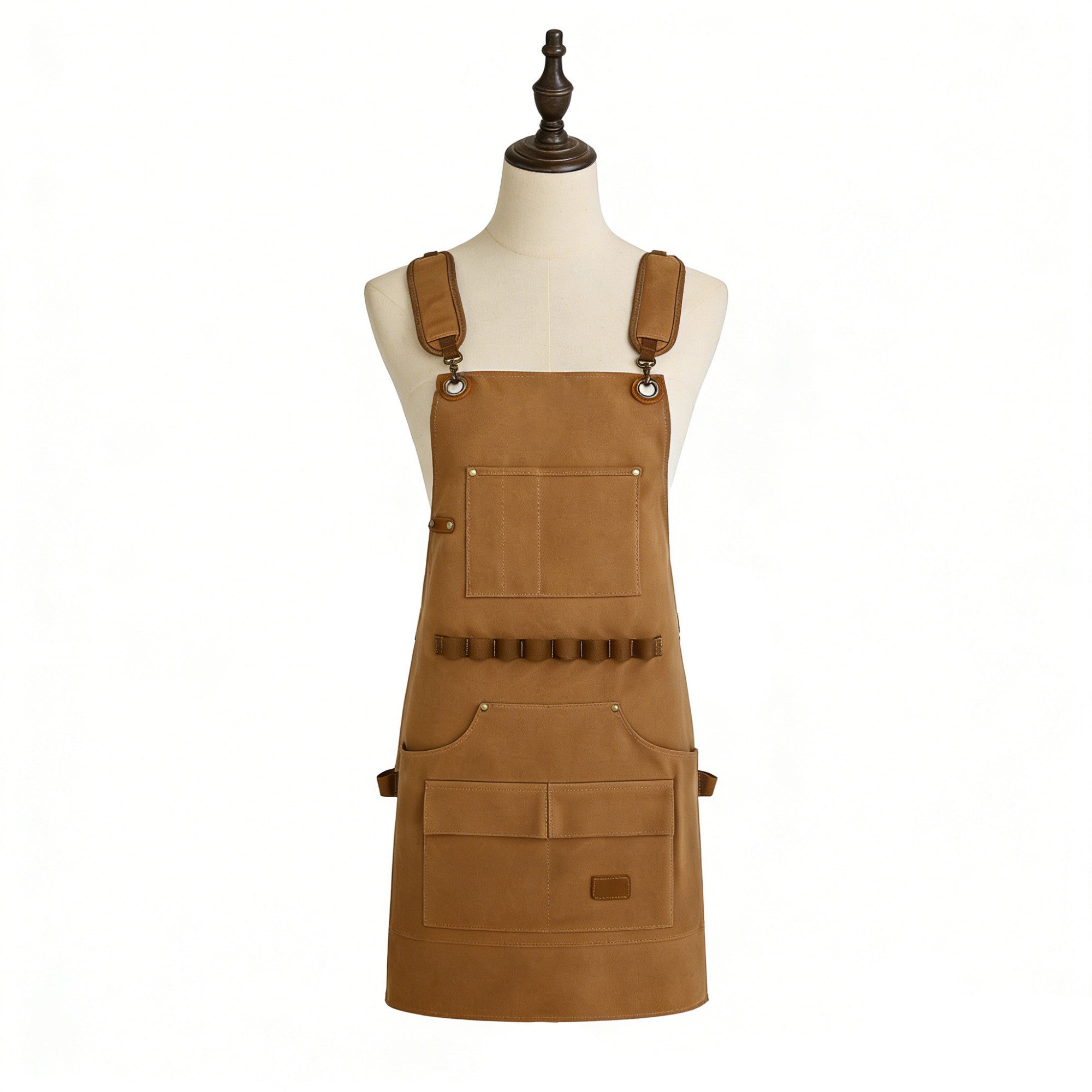 Anna-Kaci Heavy Duty Cotton Tool Apron with Adjustable Cross Back Straps Multi Pocket Work Apron for Woodwork