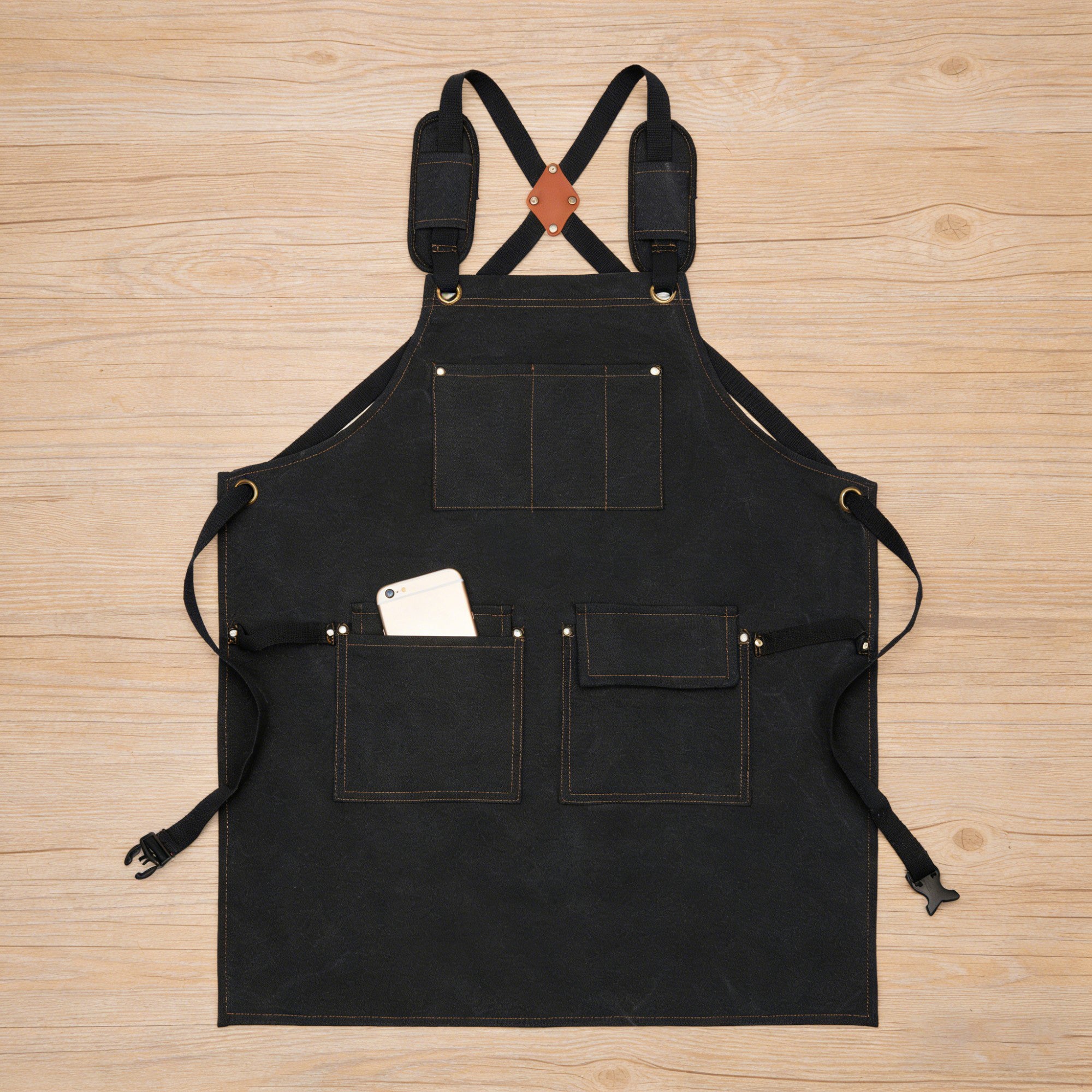 Anna-Kaci Cotton Kitchen Apron with Adjustable Cross Back Straps Multi Pocket Utility Apron for Cooking Baking