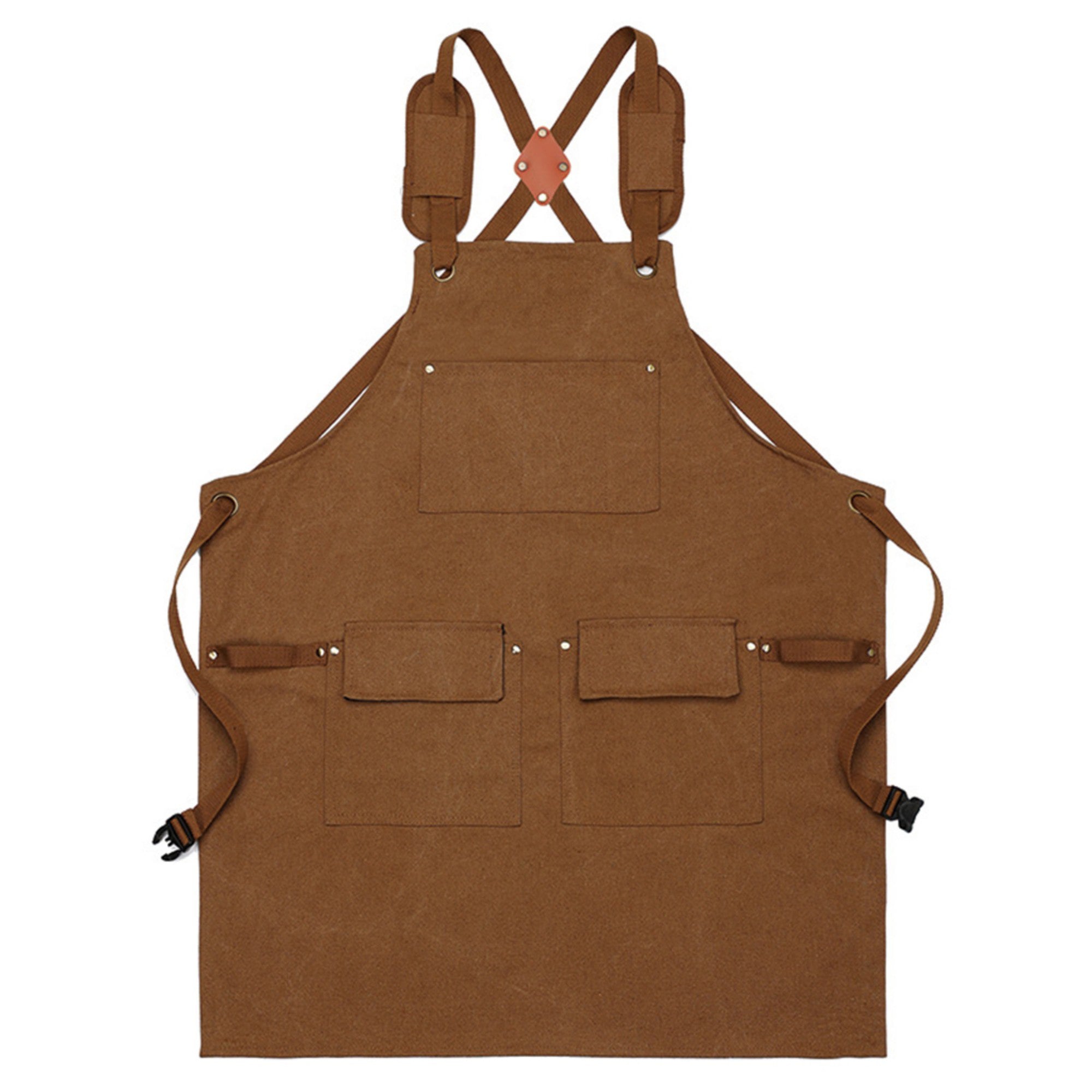 Anna-Kaci Cotton Kitchen Apron with Adjustable Cross Back Straps Multi Pocket Utility Apron for Cooking Baking