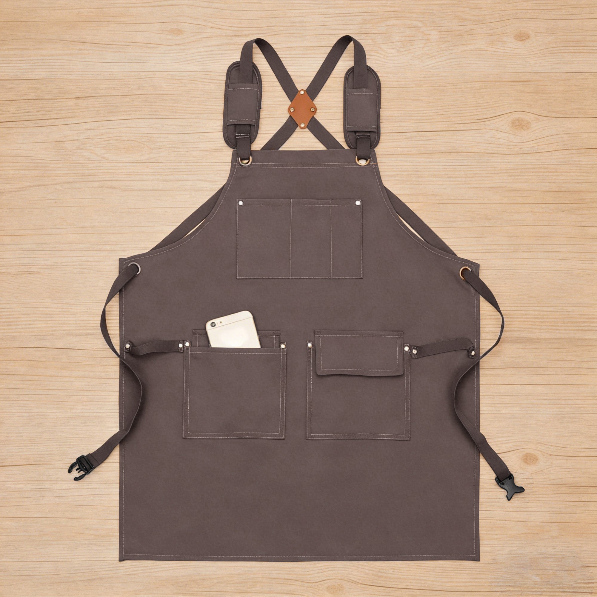Anna-Kaci Cotton Kitchen Apron with Adjustable Cross Back Straps Multi Pocket Utility Apron for Cooking Baking