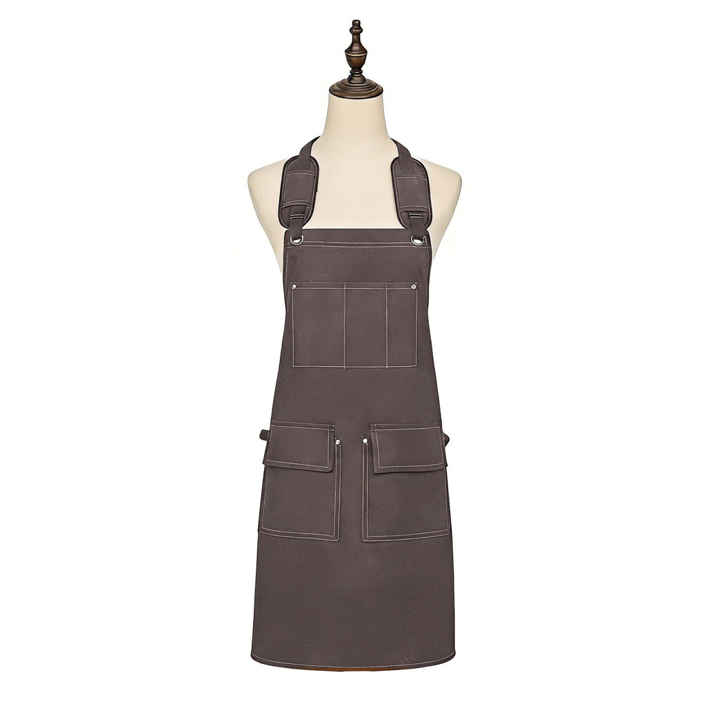Anna-Kaci Cotton Kitchen Apron with Adjustable Cross Back Straps Multi Pocket Utility Apron for Cooking Baking
