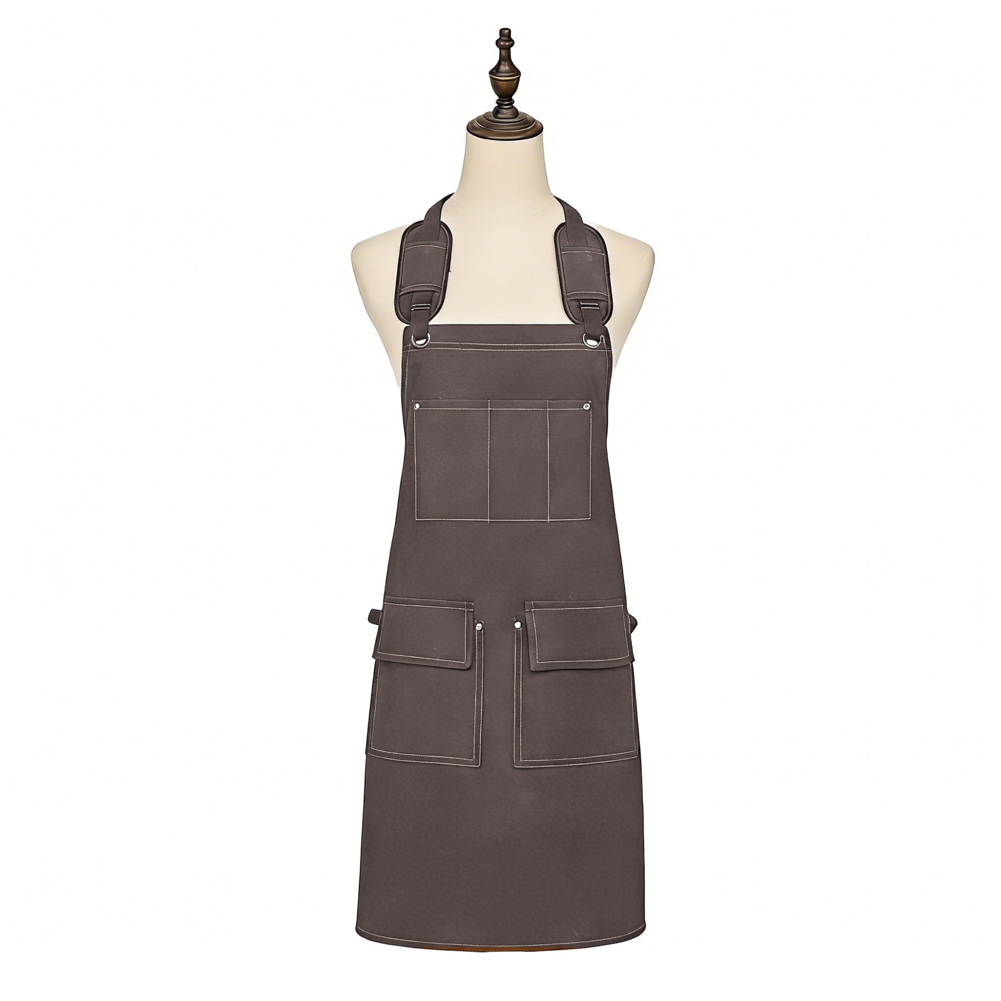 Anna-Kaci Cotton Kitchen Apron with Adjustable Cross Back Straps Multi Pocket Utility Apron for Cooking Baking