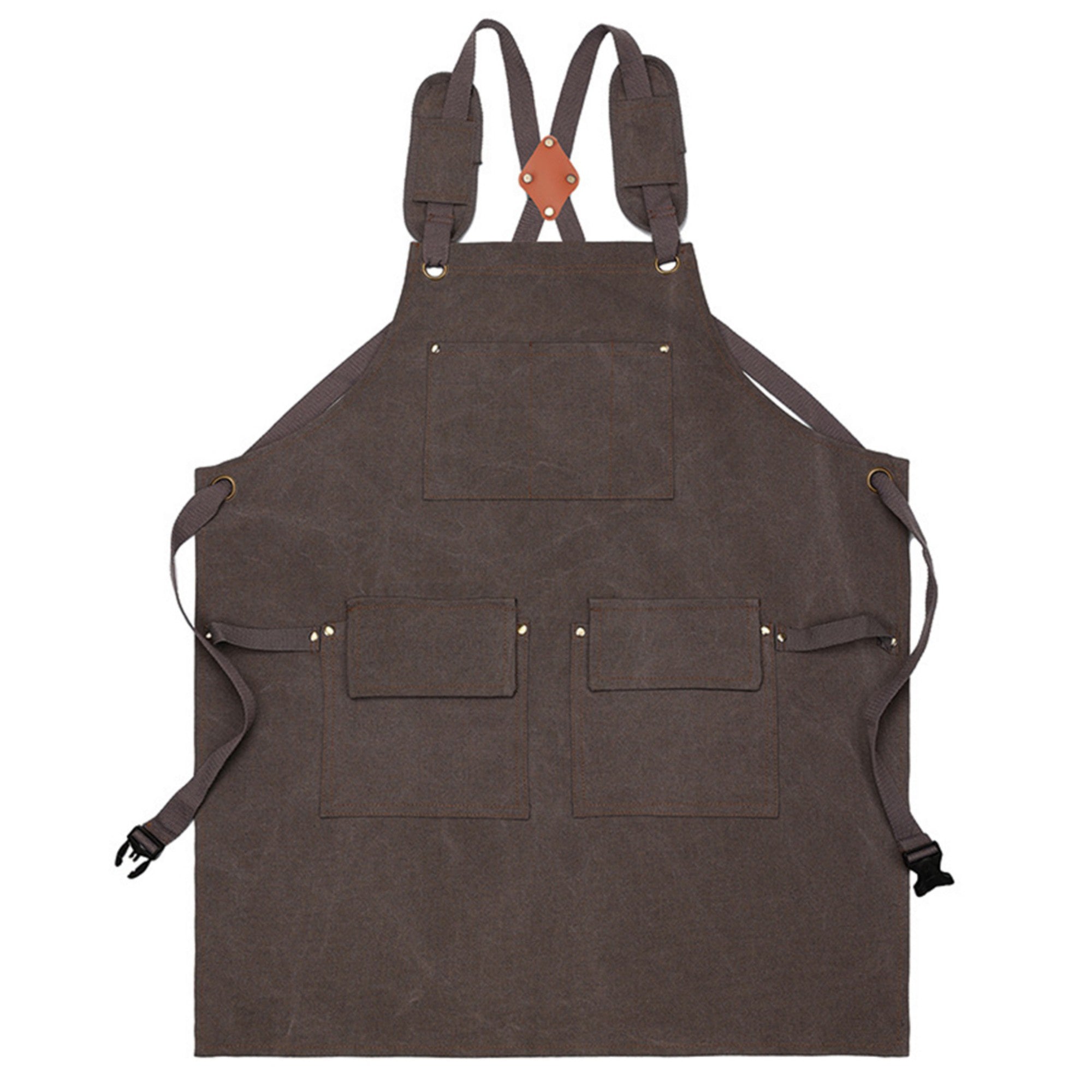 Anna-Kaci Cotton Kitchen Apron with Adjustable Cross Back Straps Multi Pocket Utility Apron for Cooking Baking