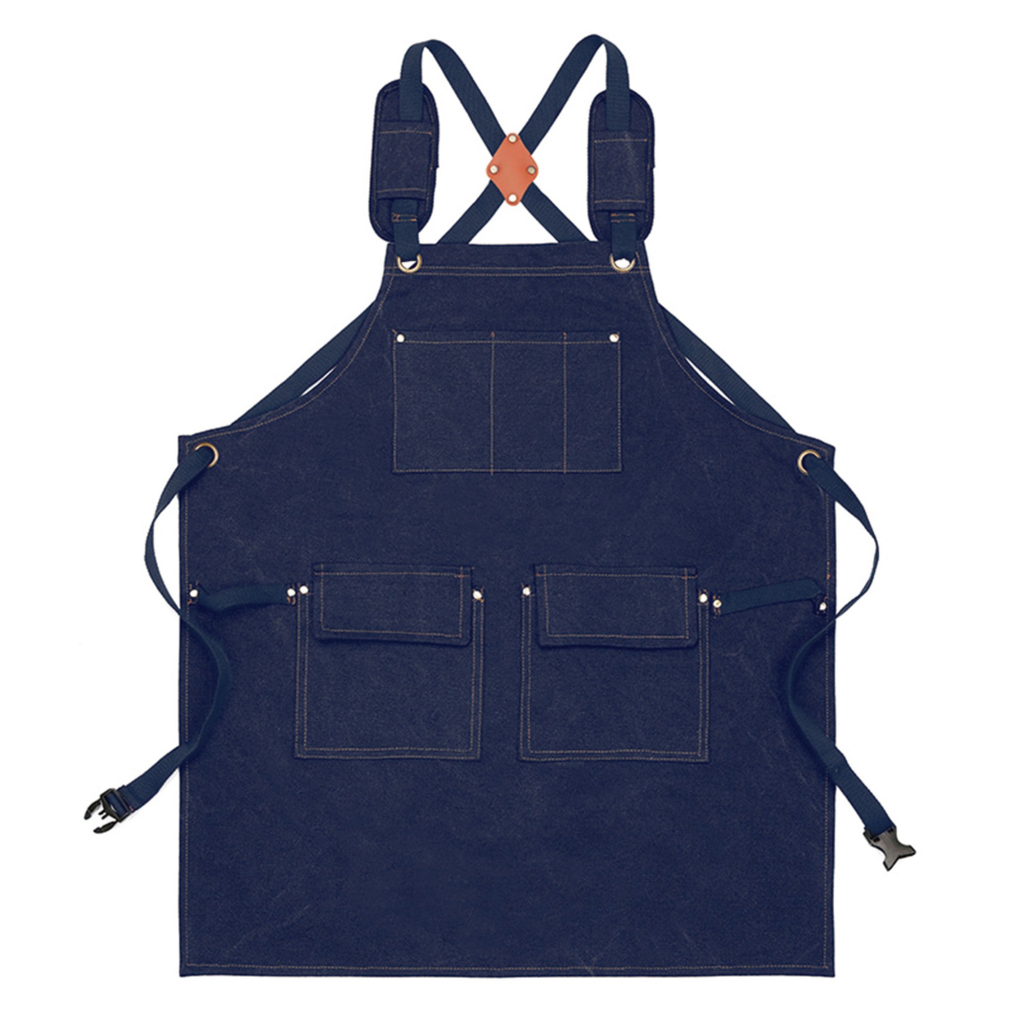Anna-Kaci Cotton Kitchen Apron with Adjustable Cross Back Straps Multi Pocket Utility Apron for Cooking Baking