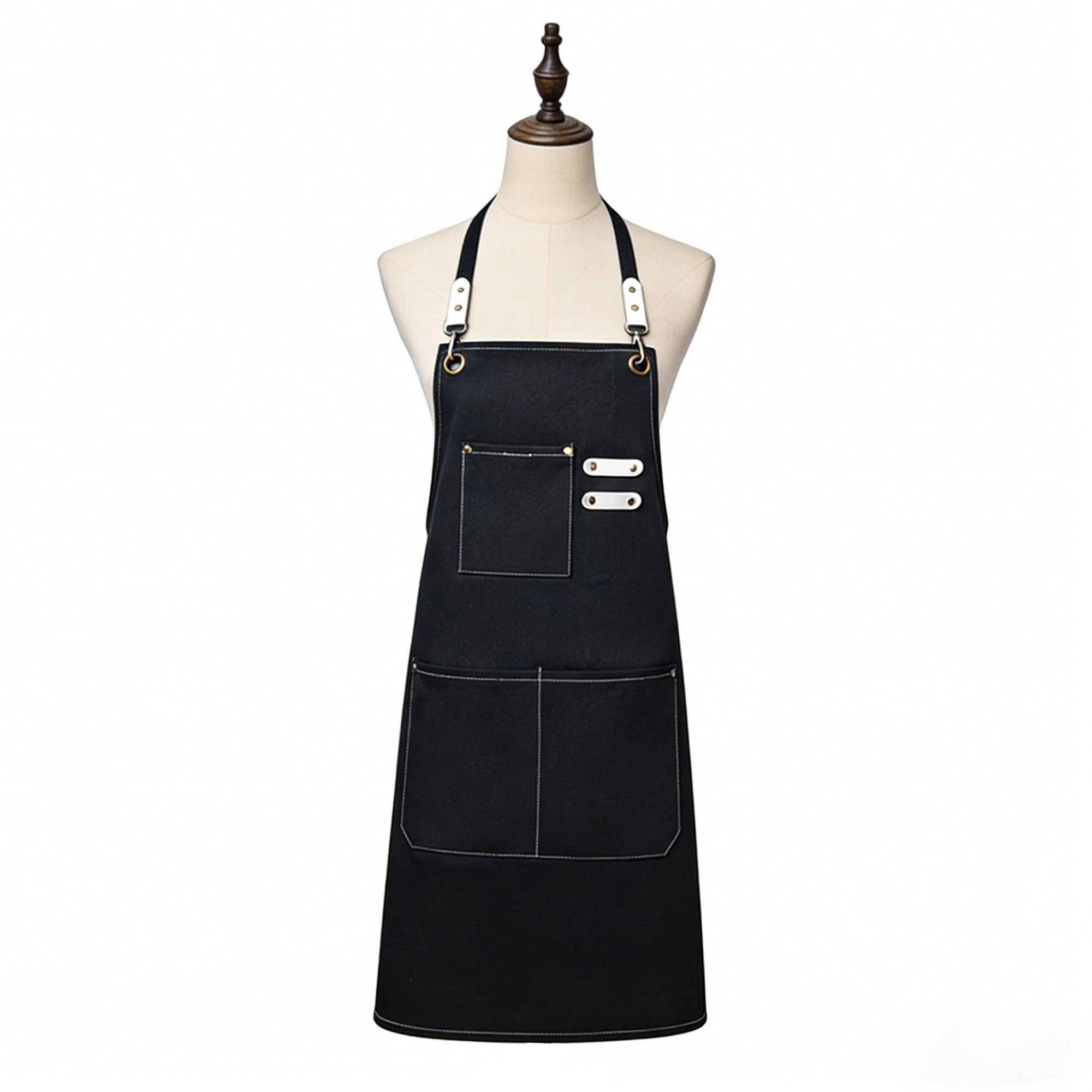 Anna-Kaci Cotton Kitchen Apron with Cross Back Straps Multi Pocket Utility Apron for Cooking Baking Craft