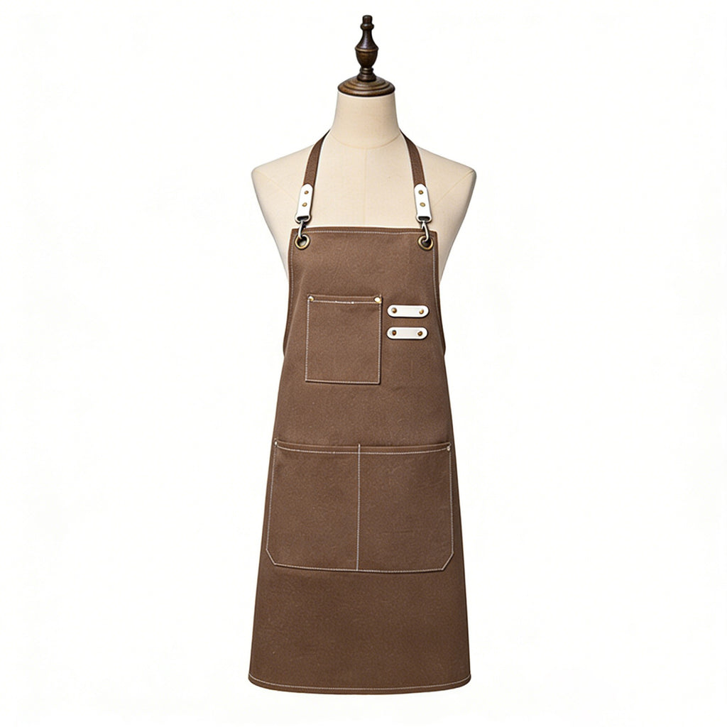 Anna-Kaci Cotton Kitchen Apron with Cross Back Straps Multi Pocket Utility Apron for Cooking Baking Craft
