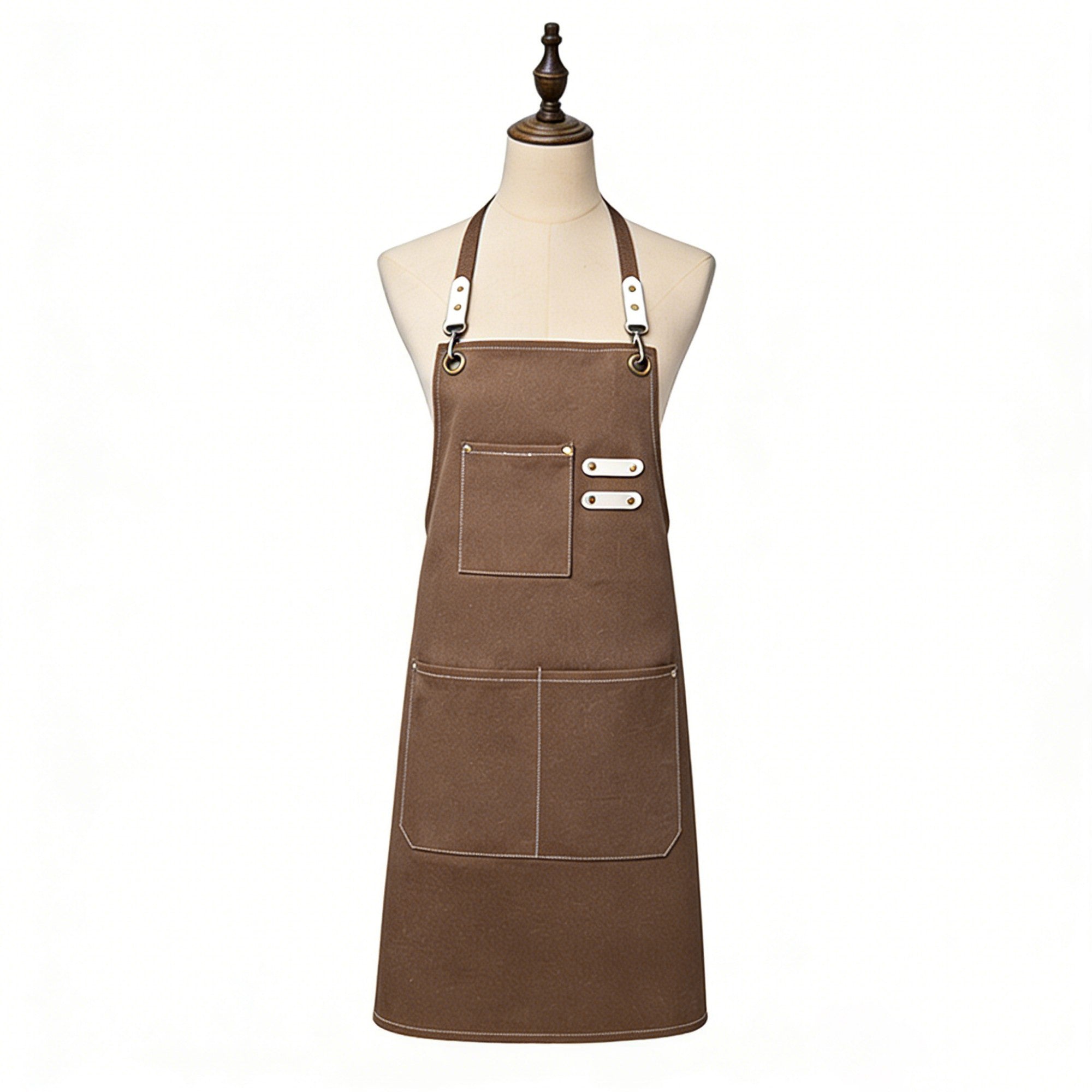 Anna-Kaci Cotton Kitchen Apron with Cross Back Straps Multi Pocket Utility Apron for Cooking Baking Craft