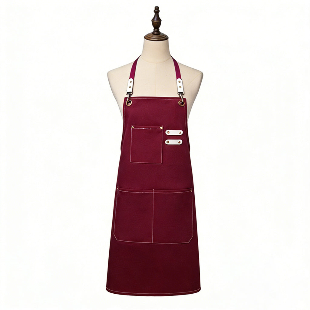 Anna-Kaci Cotton Kitchen Apron with Cross Back Straps Multi Pocket Utility Apron for Cooking Baking Craft