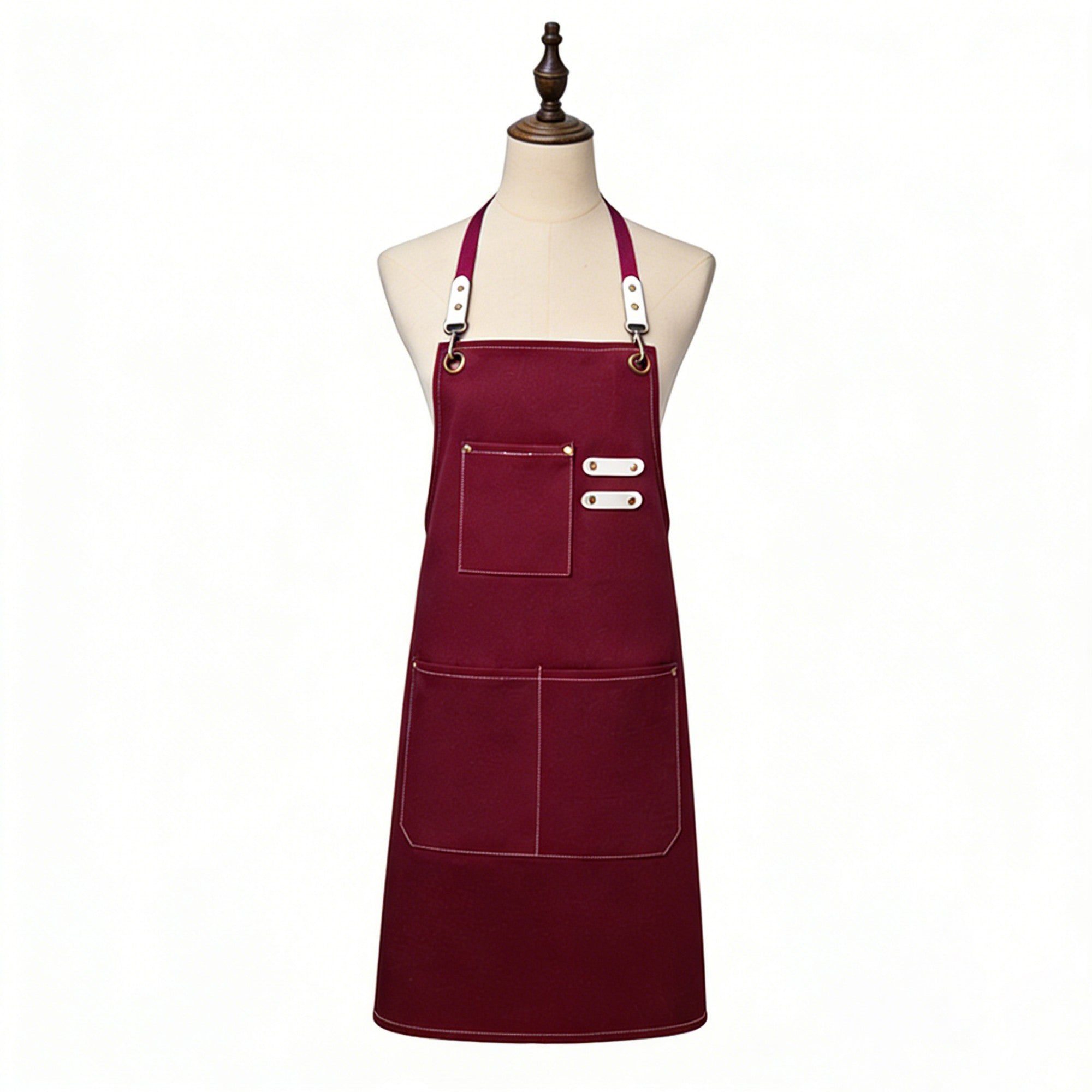 Anna-Kaci Cotton Kitchen Apron with Cross Back Straps Multi Pocket Utility Apron for Cooking Baking Craft