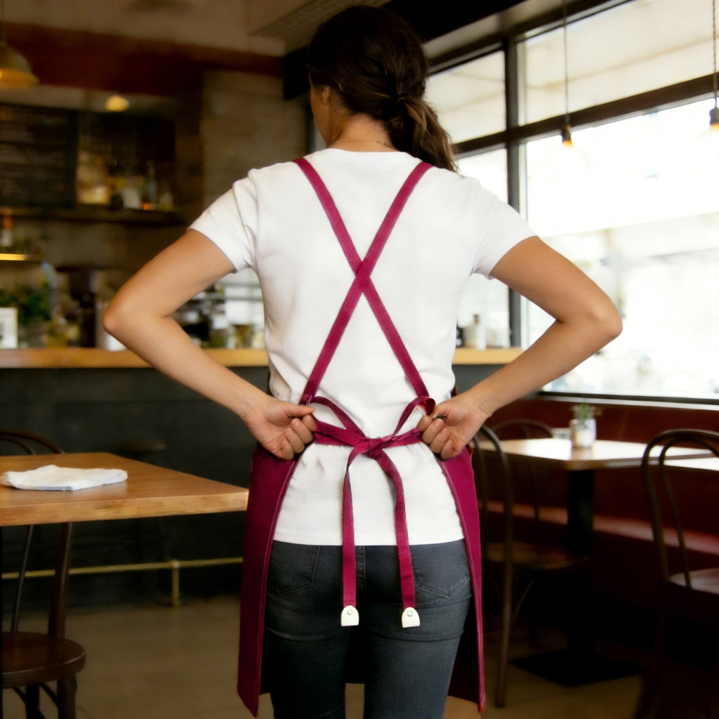 Anna-Kaci Cotton Kitchen Apron with Cross Back Straps Multi Pocket Utility Apron for Cooking Baking Craft