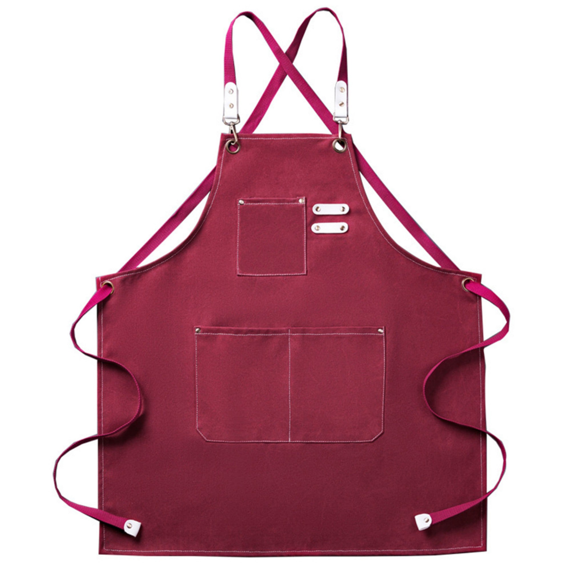 Anna-Kaci Cotton Kitchen Apron with Cross Back Straps Multi Pocket Utility Apron for Cooking Baking Craft