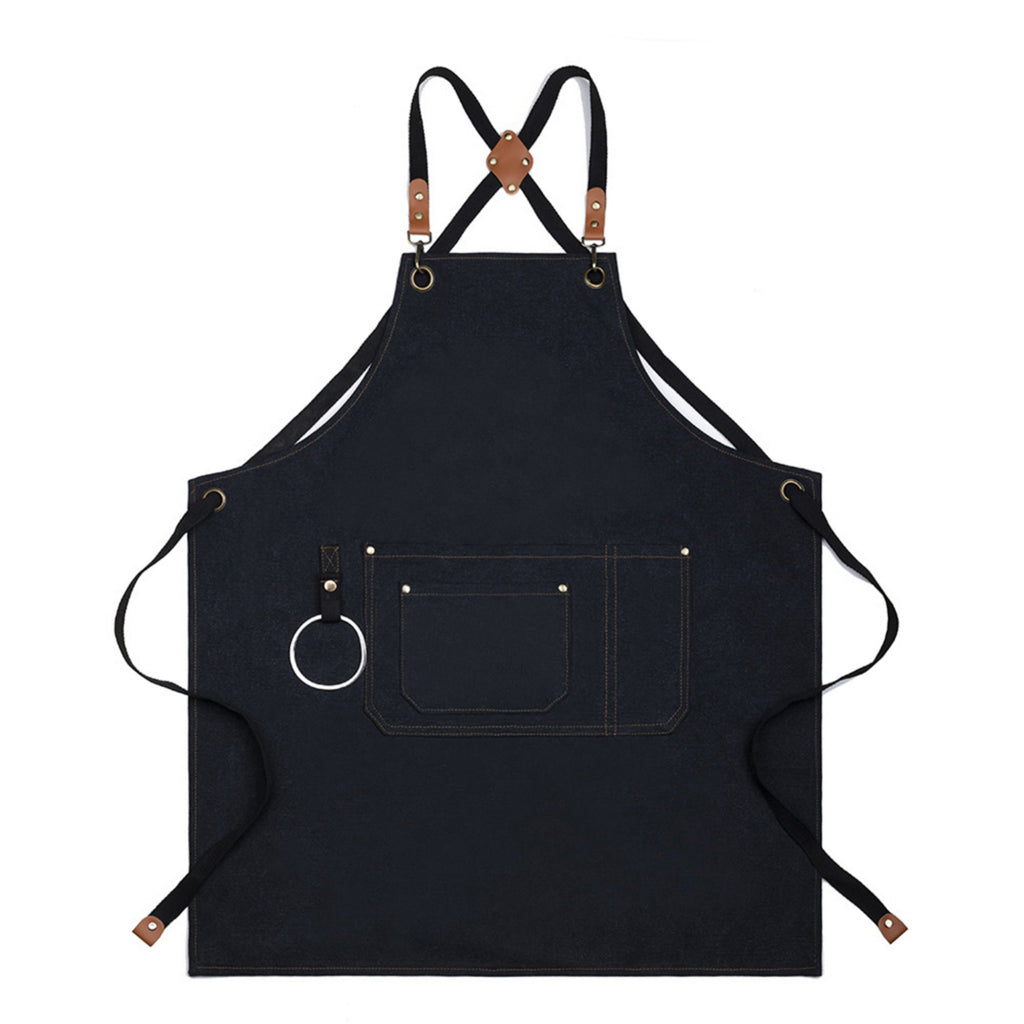 Anna-Kaci Cotton Kitchen Apron with Cross Back Straps Multi Pocket Utility Apron for Cooking Baking Craft
