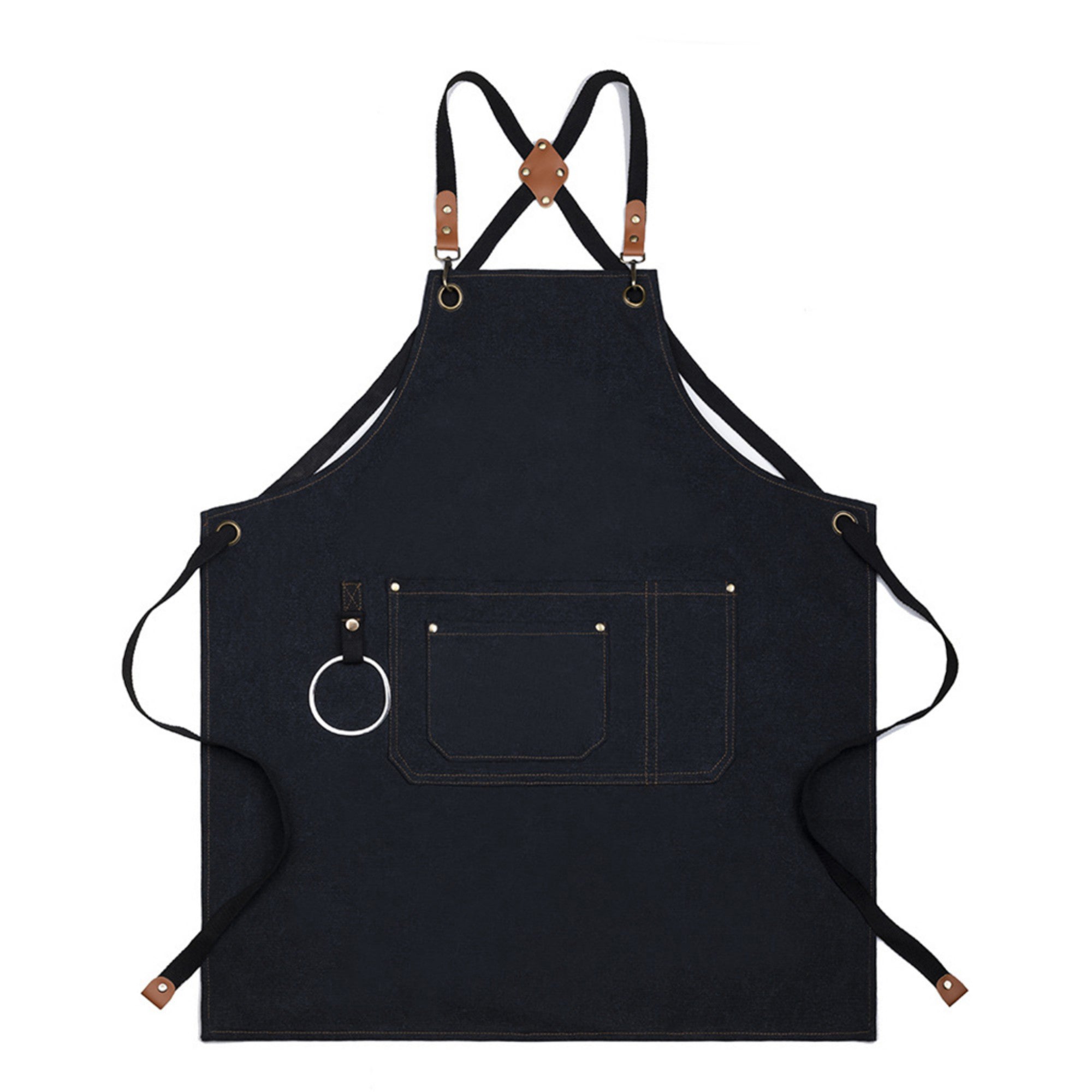 Anna-Kaci Cotton Kitchen Apron with Cross Back Straps Multi Pocket Utility Apron for Cooking Baking Craft