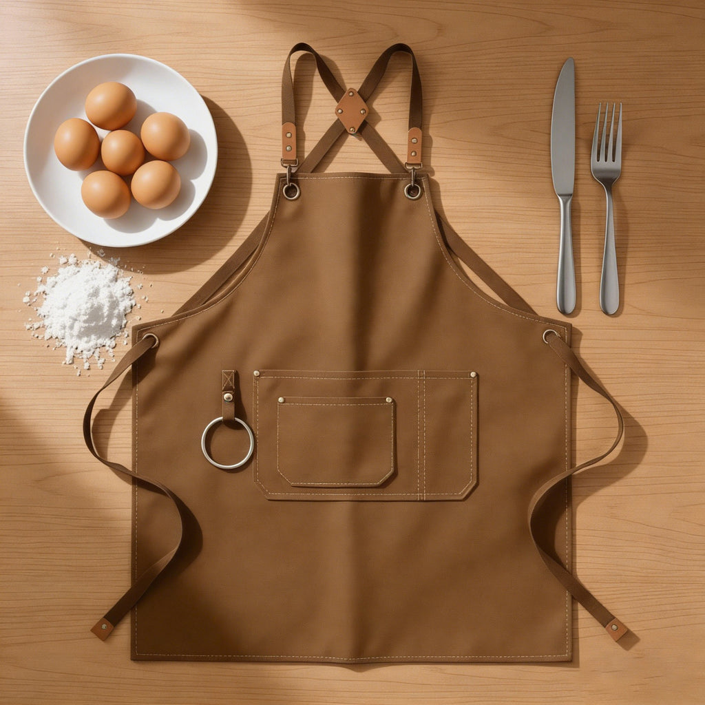Anna-Kaci Cotton Kitchen Apron with Cross Back Straps Multi Pocket Utility Apron for Cooking Baking Craft