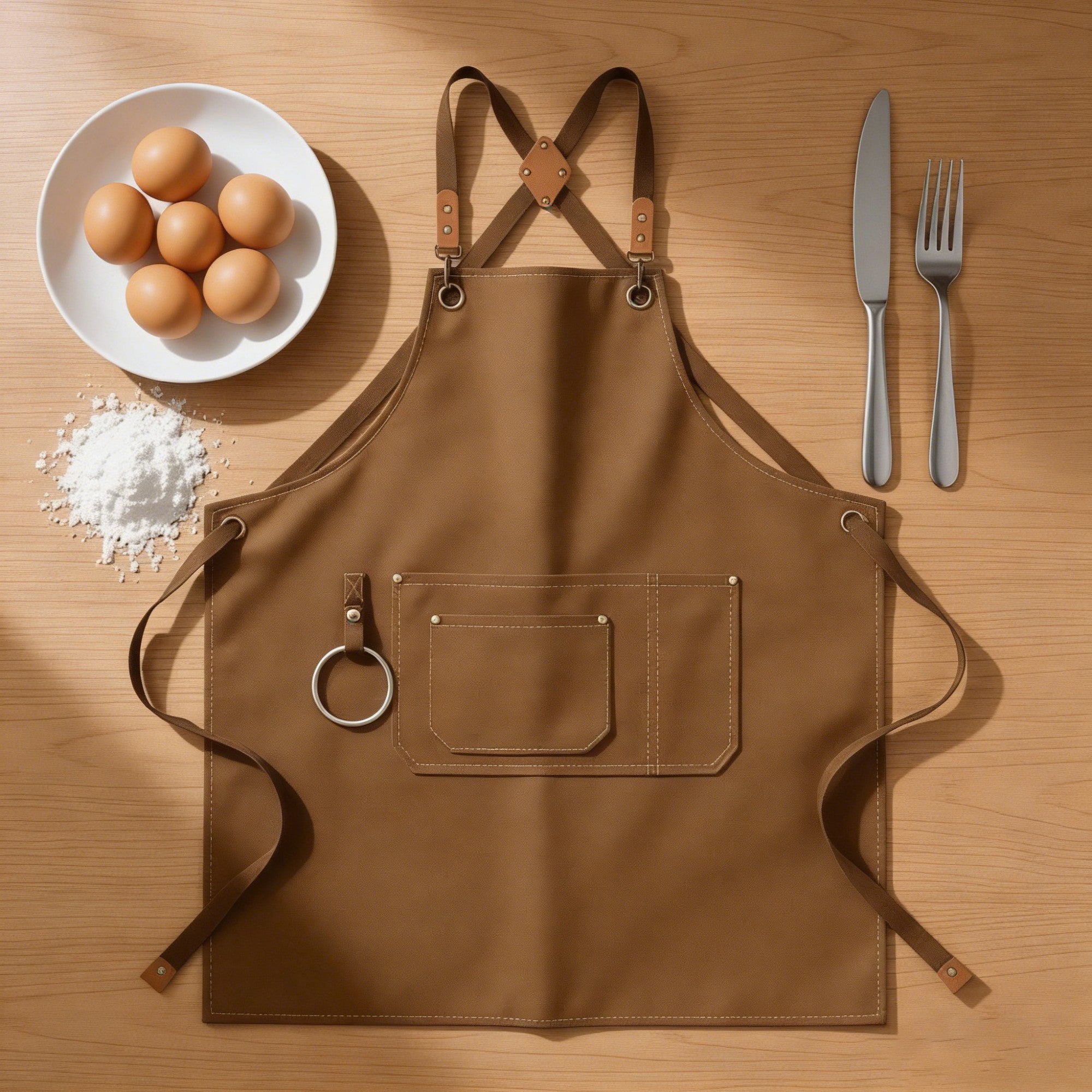 Anna-Kaci Cotton Kitchen Apron with Cross Back Straps Multi Pocket Utility Apron for Cooking Baking Craft