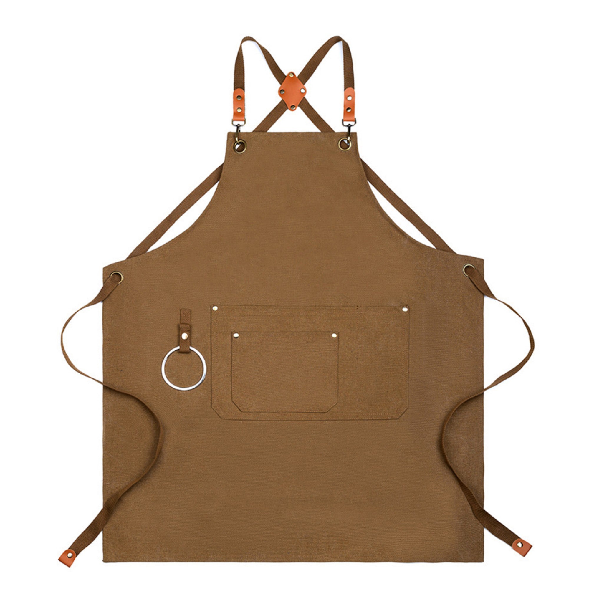 Anna-Kaci Cotton Kitchen Apron with Cross Back Straps Multi Pocket Utility Apron for Cooking Baking Craft
