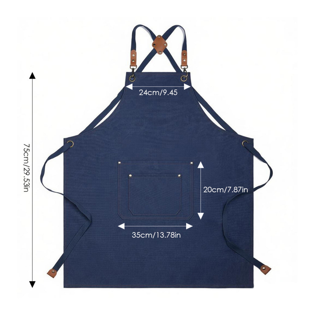 Anna-Kaci Cotton Kitchen Apron with Cross Back Straps Multi Pocket Utility Apron for Cooking Baking Craft