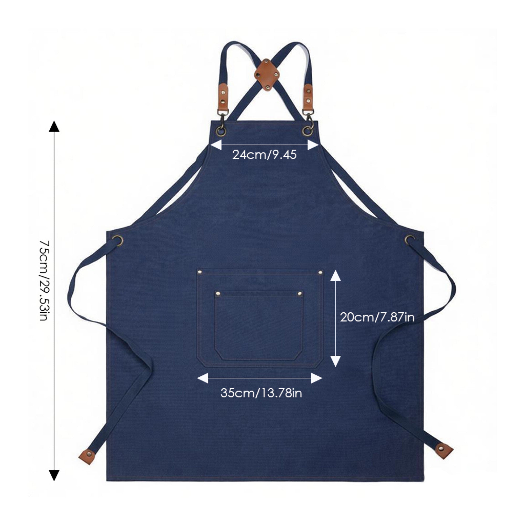 Anna-Kaci Cotton Kitchen Apron with Cross Back Straps Multi Pocket Utility Apron for Cooking Baking Craft