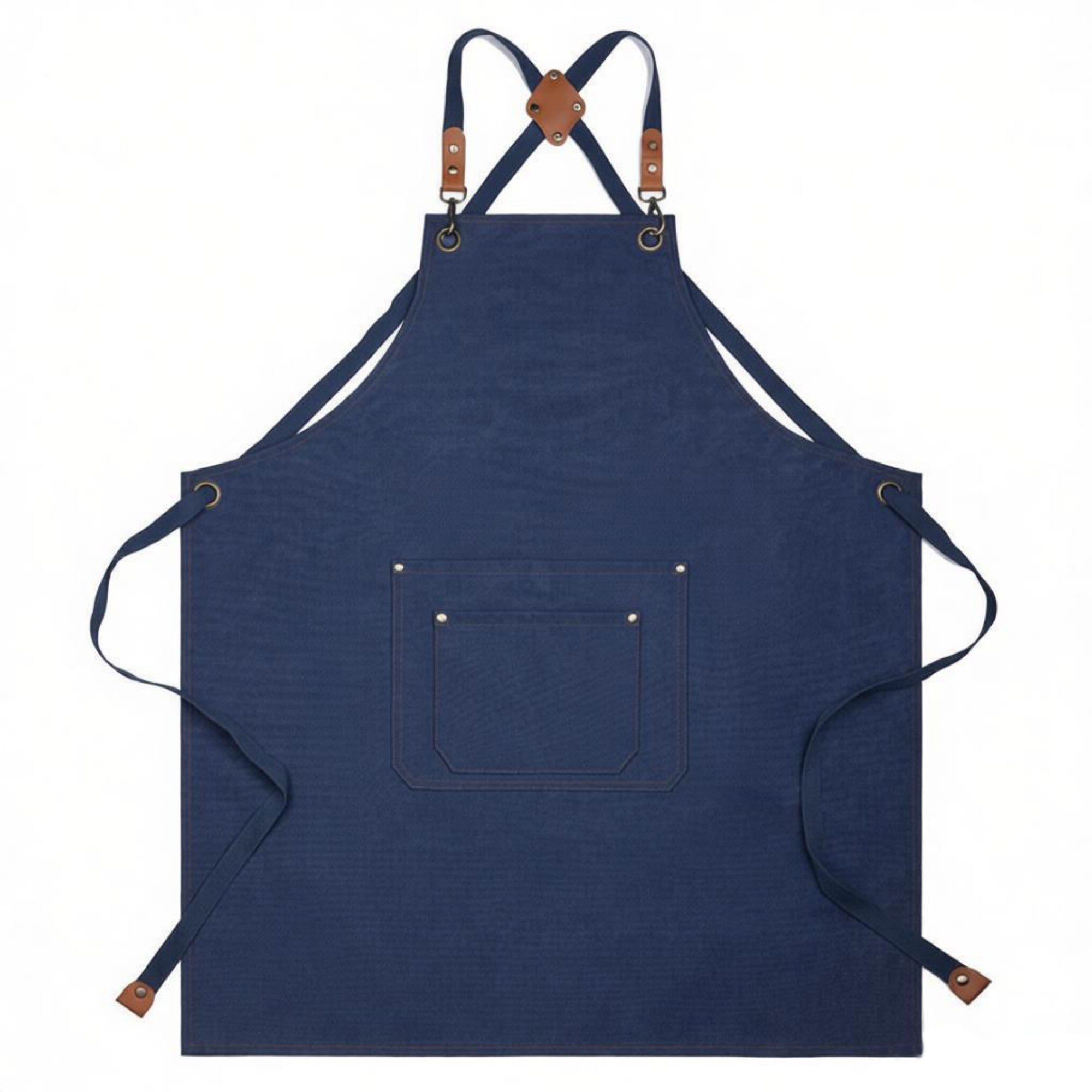 Anna-Kaci Cotton Kitchen Apron with Cross Back Straps Multi Pocket Utility Apron for Cooking Baking Craft