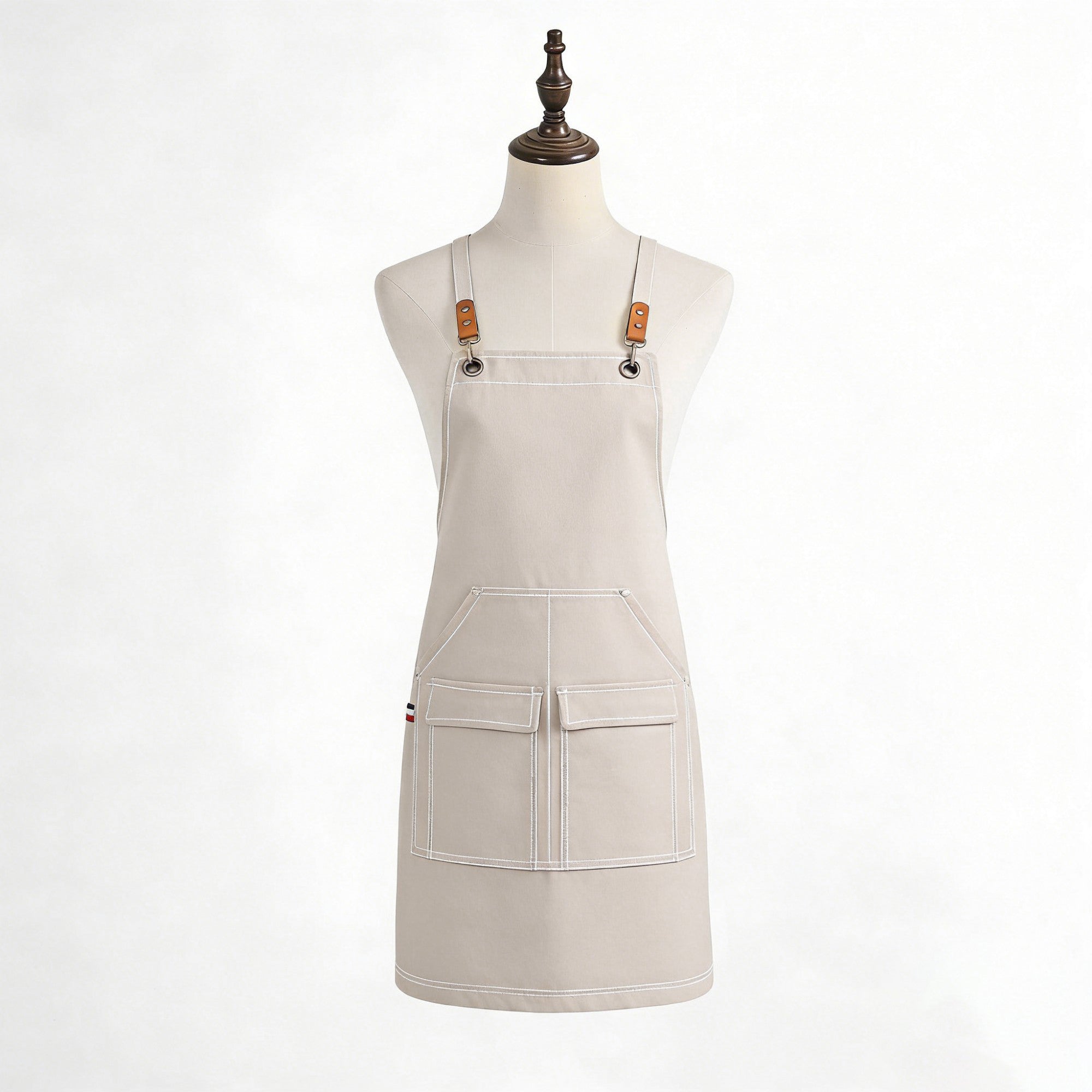 Anna-Kaci Cotton Kitchen Apron with Cross Back Straps Multi Pocket Utility Apron for Cooking Baking Craft