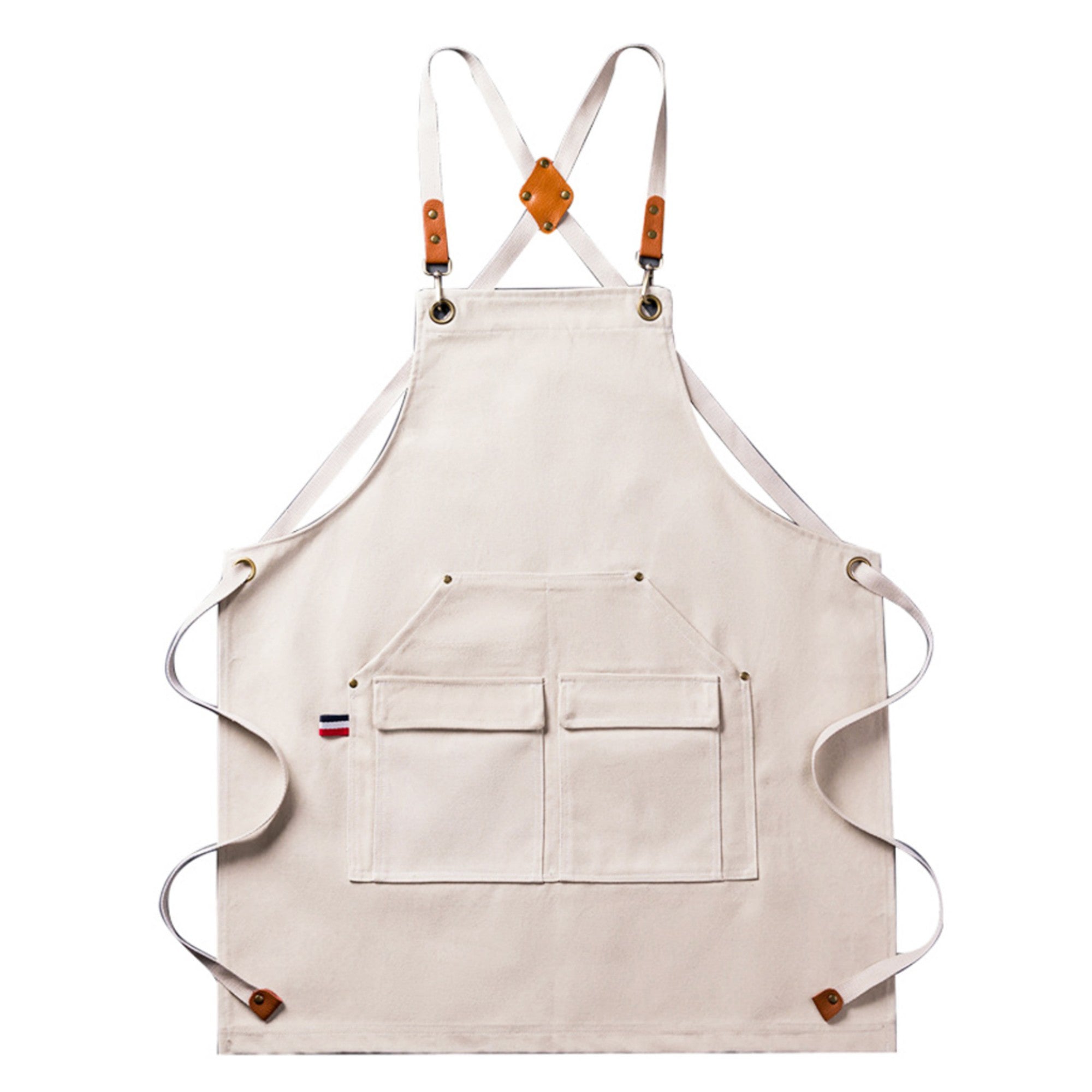 Anna-Kaci Cotton Kitchen Apron with Cross Back Straps Multi Pocket Utility Apron for Cooking Baking Craft