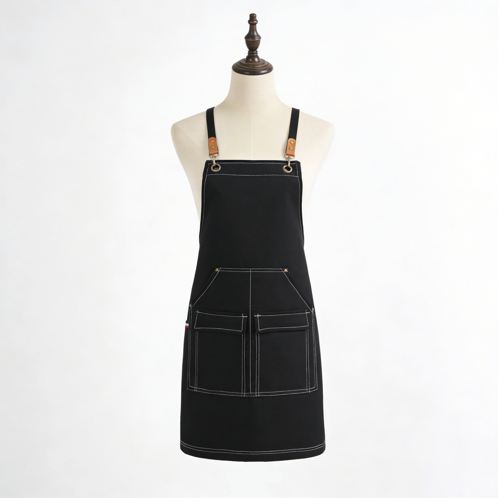 Anna-Kaci Cotton Kitchen Apron with Cross Back Straps Multi Pocket Utility Apron for Cooking Baking Craft